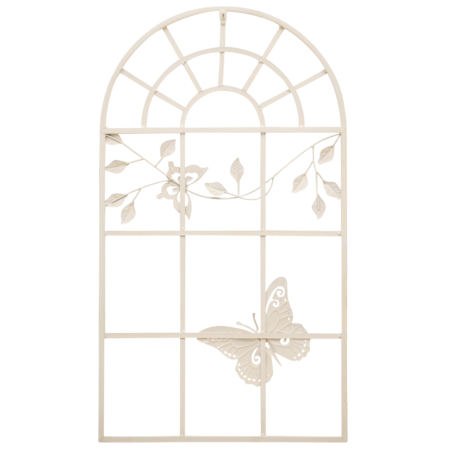 Nostalgie Stallfenster Fenster Metall Rahmen Schmetterling Antik-Stil creme 97cm