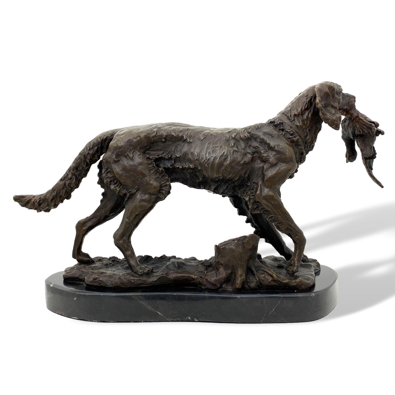 Bronzeskulptur Jagdhund Hund Antik-Stil Bronze Figur Statue nach Mene Kopie