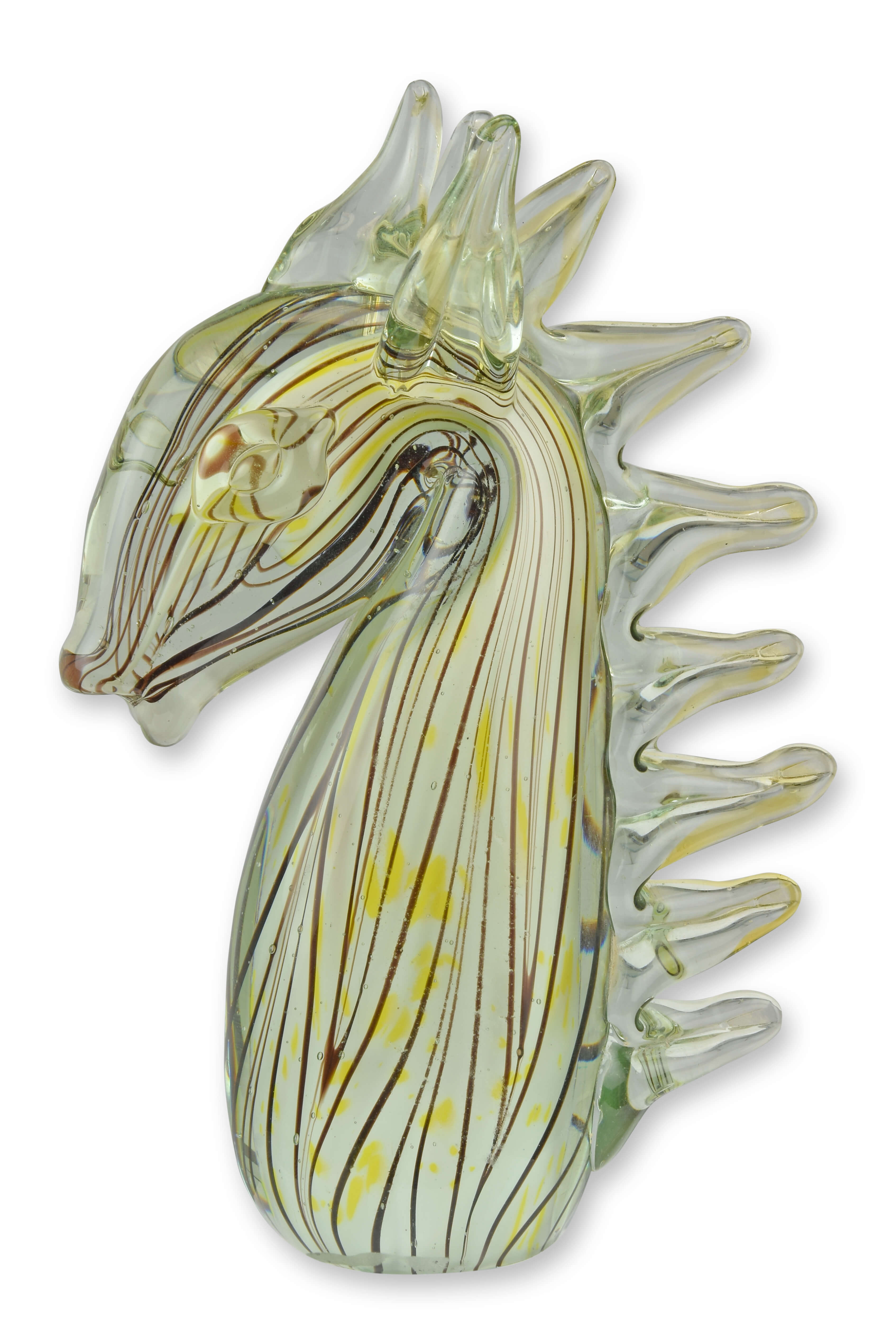 Eine Glasfigur im Murano-Stil in Form eines Pferdekopfes Replikat Retro Design Dekoration