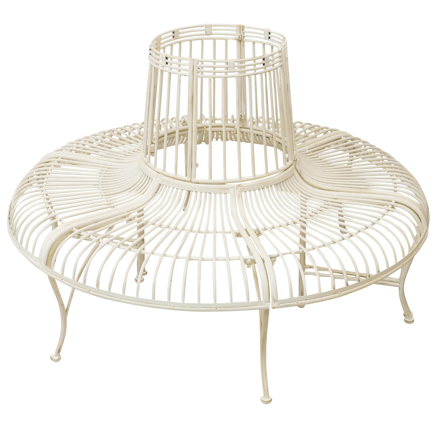 Gartenbank Set Bank Antik-Stil Garten Metall Eisen weiß Möbel Baumbank