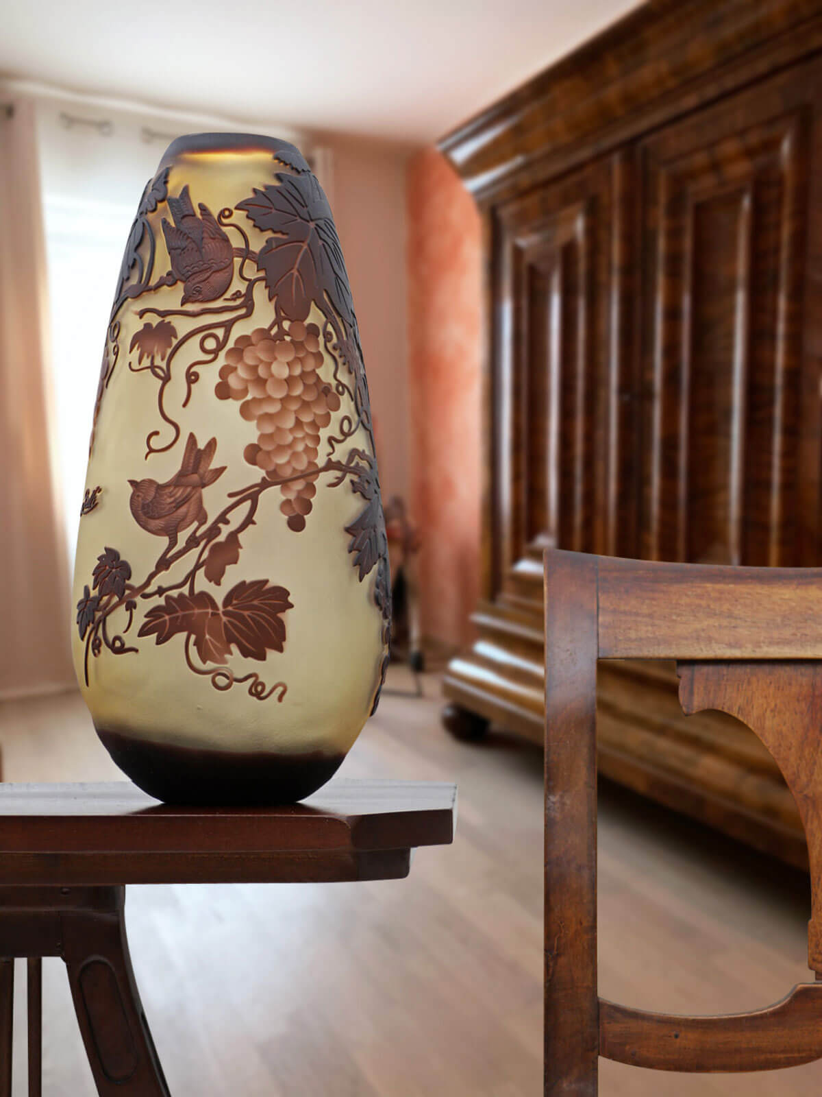 Vase Replika nach Galle Gallé Glasvase Glas Antik-Jugendstil-Stil Kopie c12