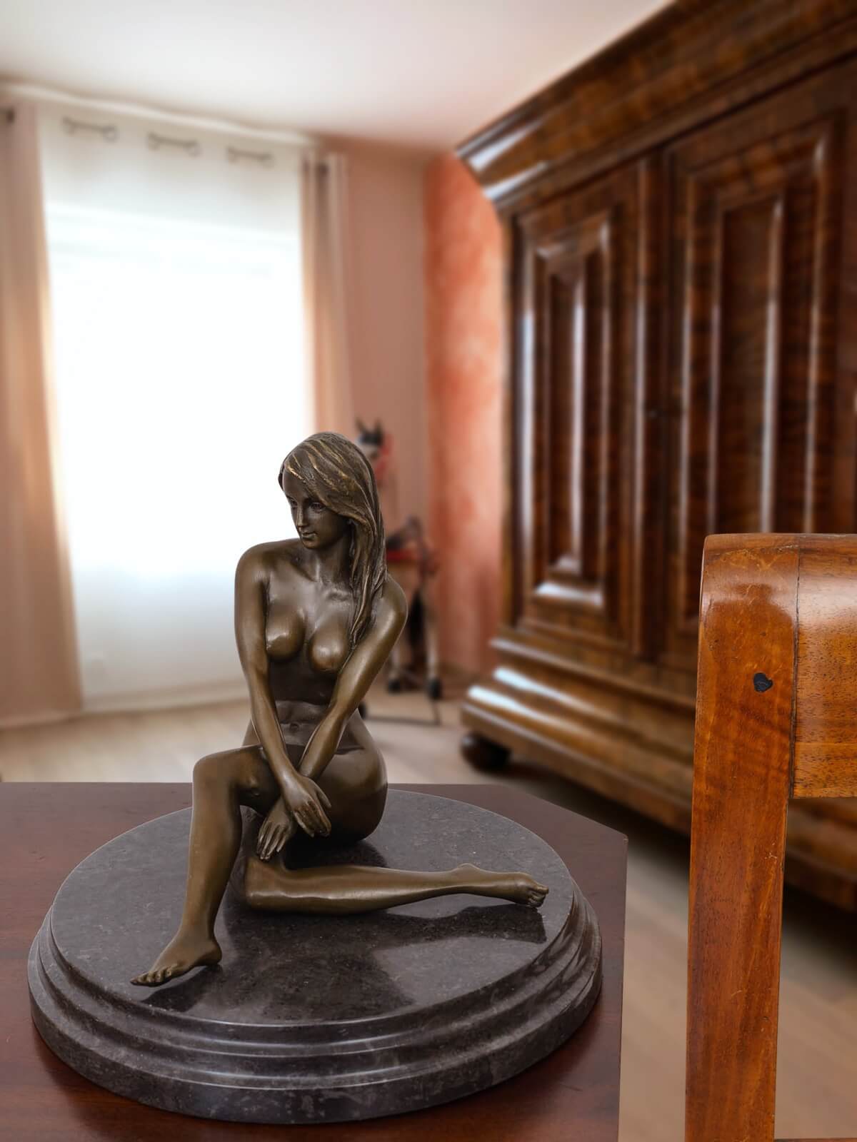 Bronzeskulptur Erotik erotische Kunst Frau Antik-Stil Bronze Figur Statue 19cm