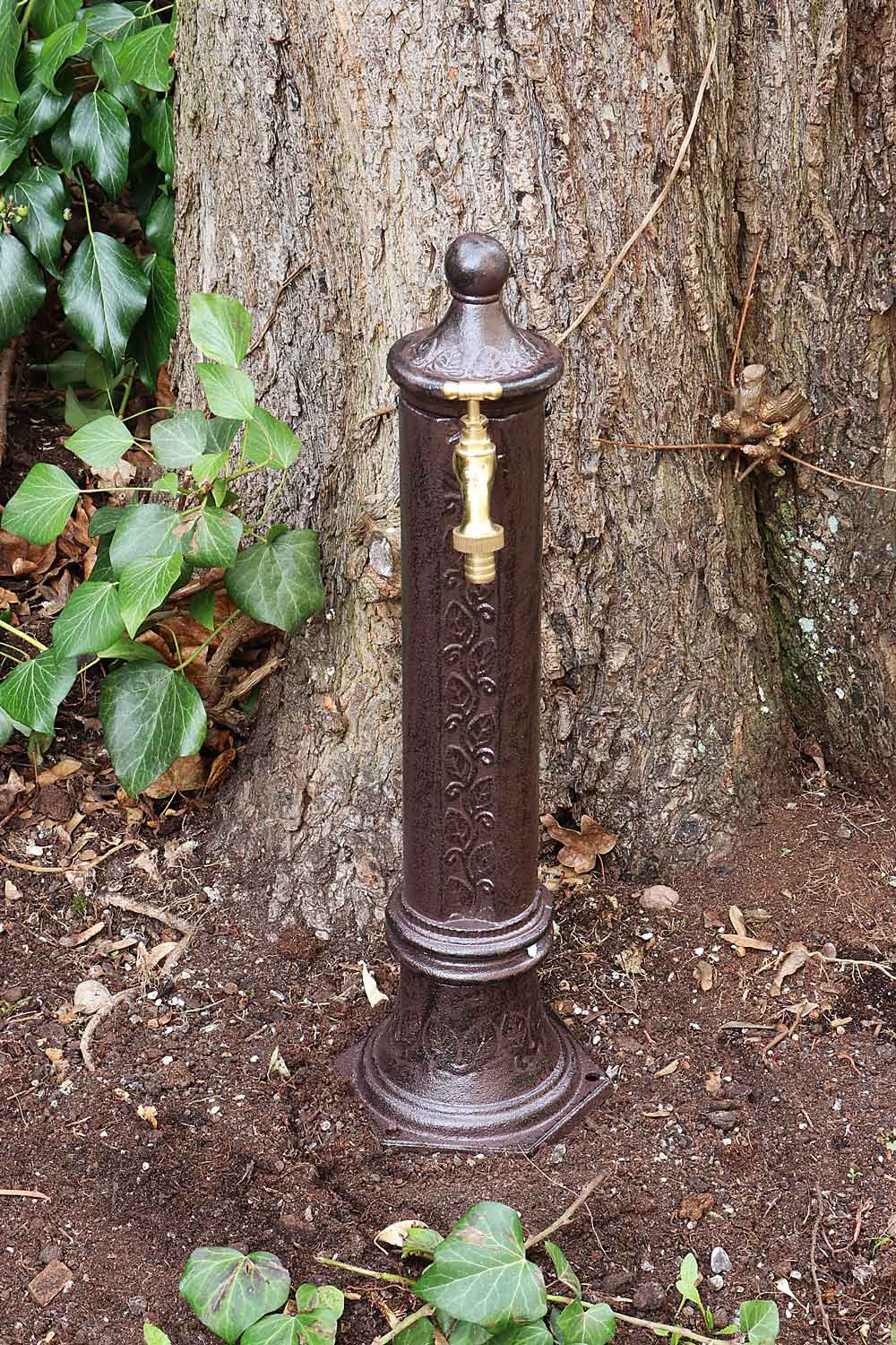 Kleiner Standbrunnen 49cm Alu braun Brunnen Waschbecken Garten Antik-Stil