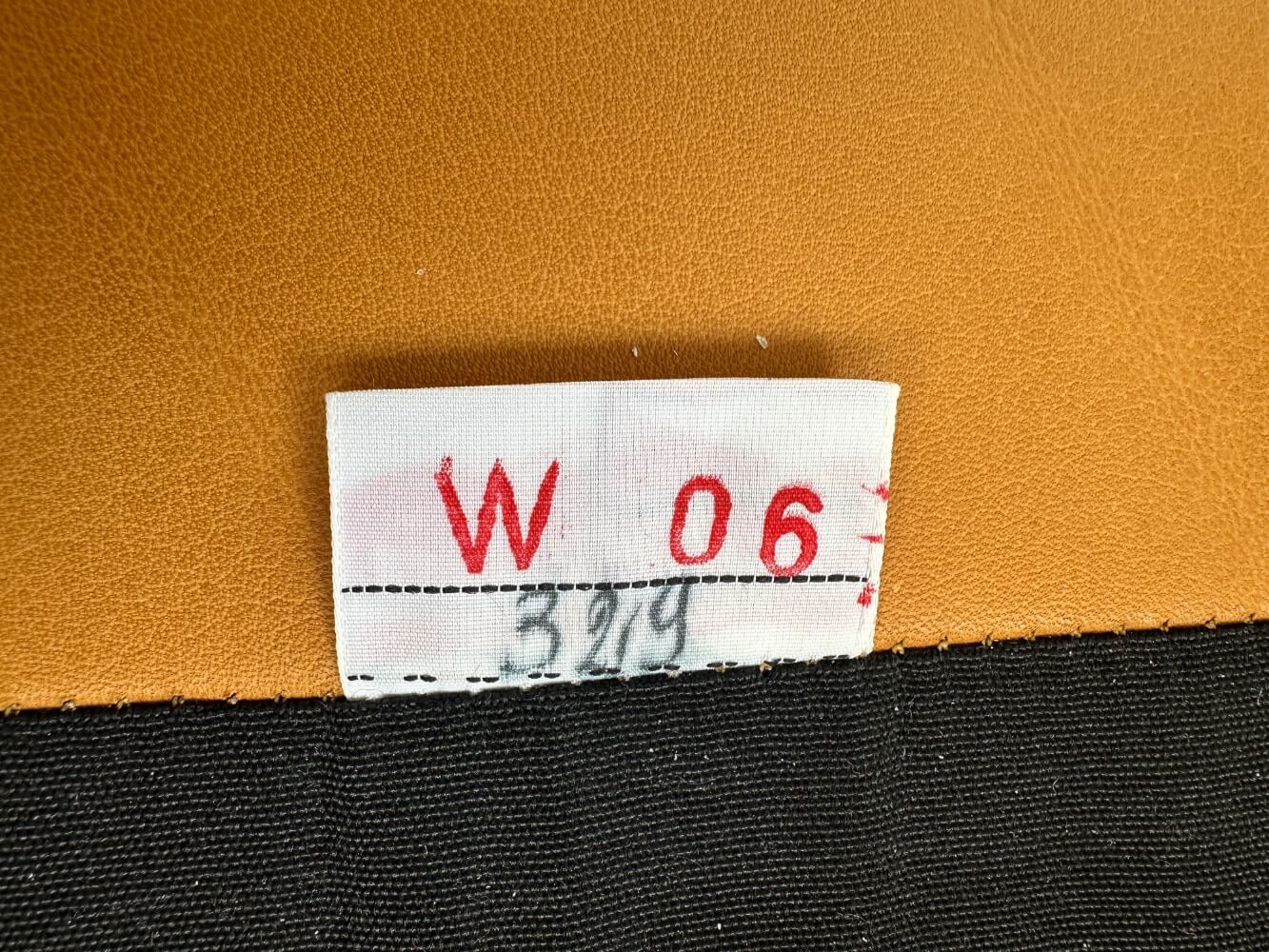 leder, orange, textil, label, stitching