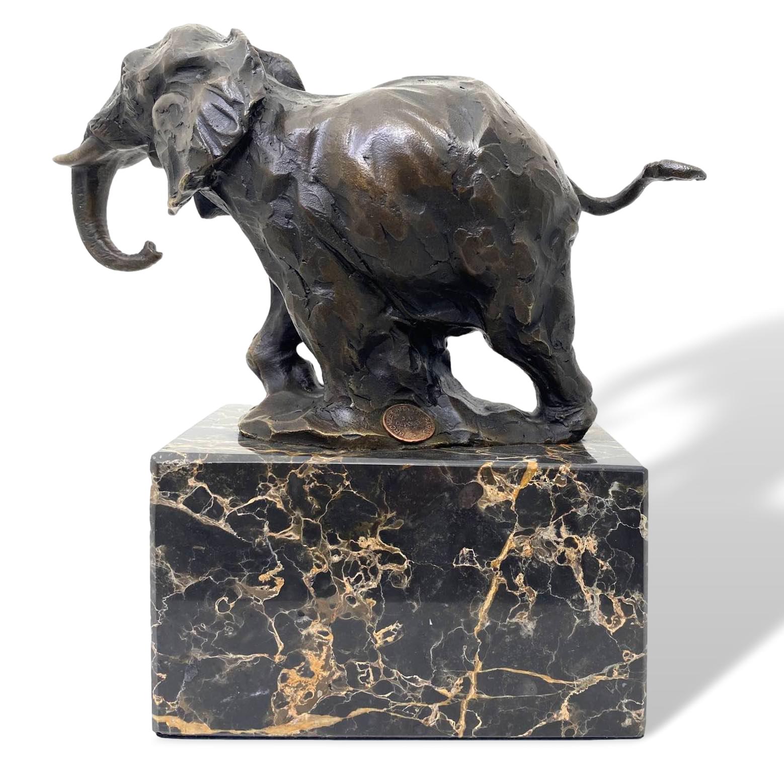 Bronzeskulptur Bronzefigur Elefant im Antik-Stil Bronze Figur 21cm