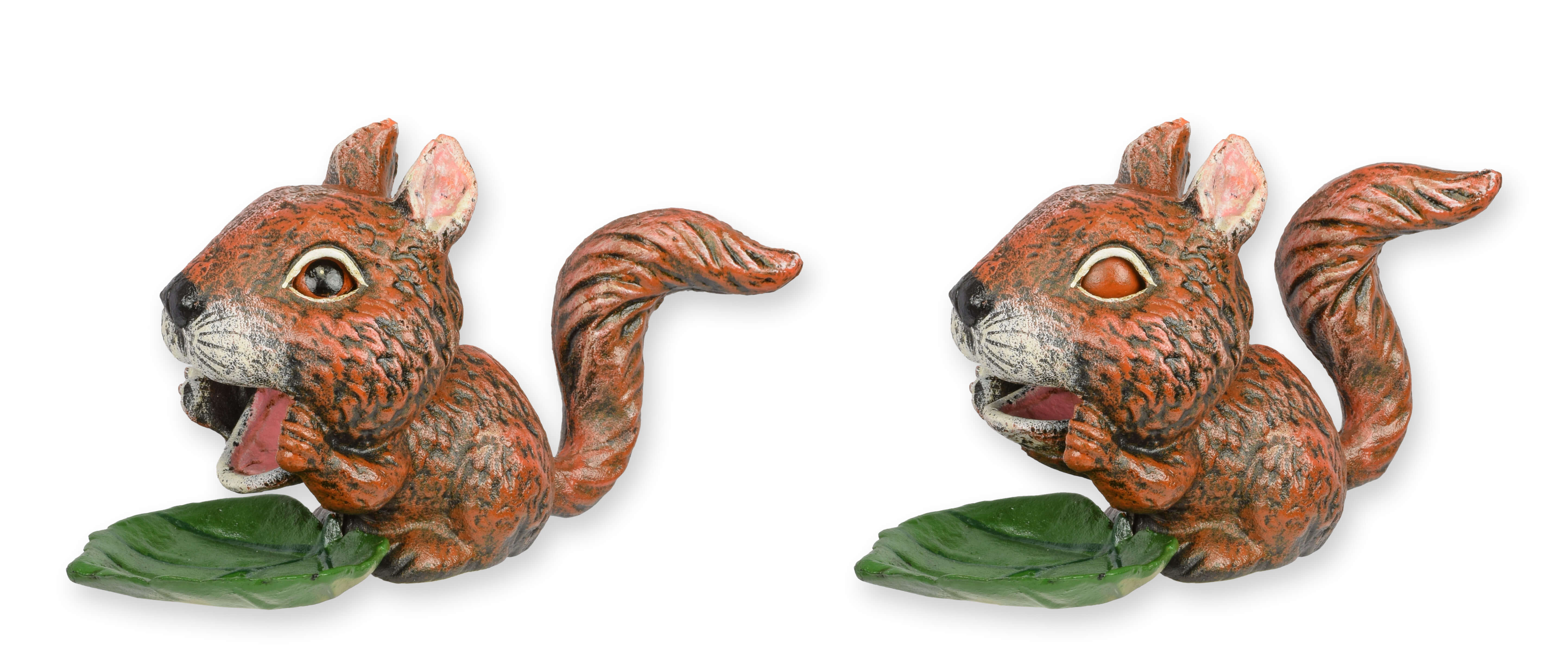 Eichhörnchen-Figur, Skulptur, Zierfigur, Rotbraun, Blattbasis