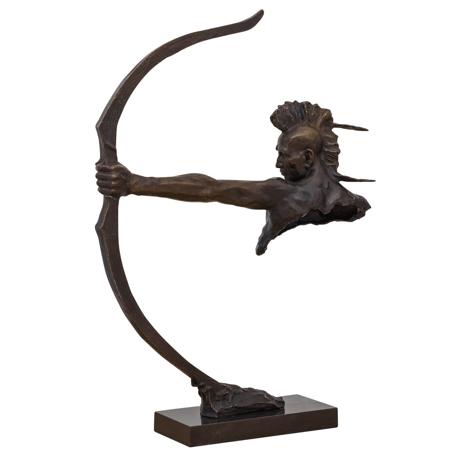 Bronzeskulptur Indianer mit Bogen Dekoration Moderne Skulptur Antik-Stil 86cm