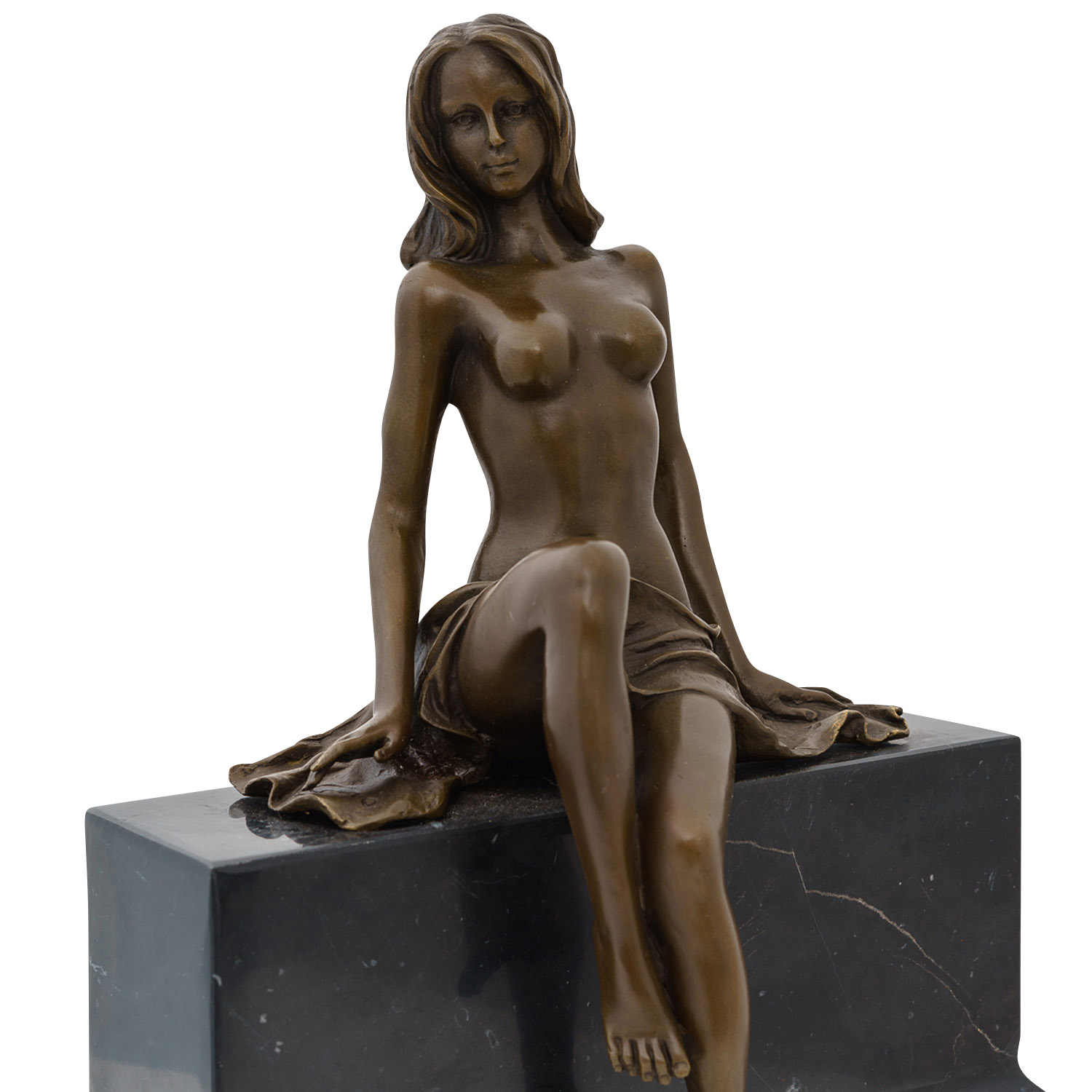 Bronzeskulptur Frau Erotik Kunst im Antik-Stil Bronze Figur Statue 27cm