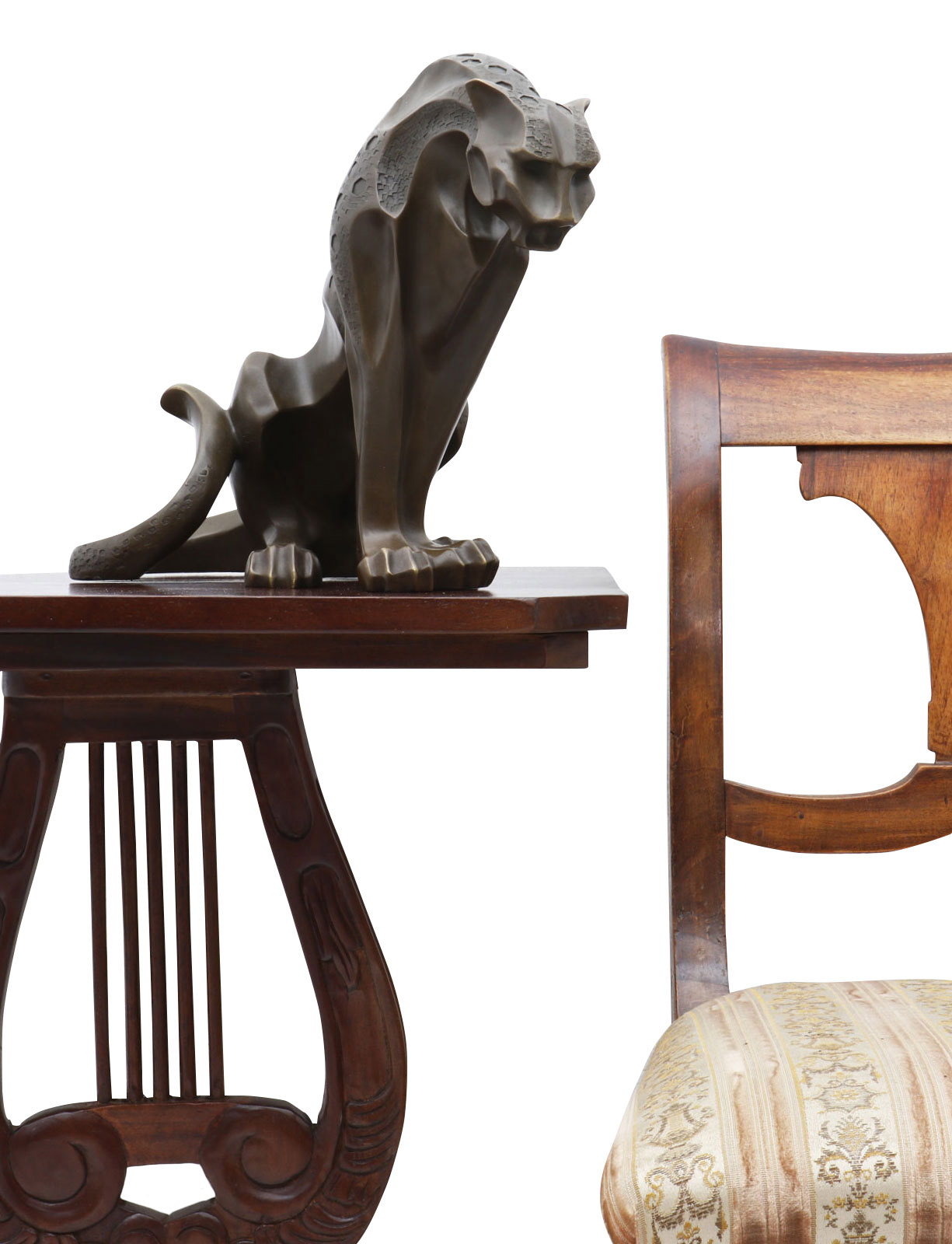 Bronzeskulptur im Antik-Stil Bronze Figur Statue Leopard Panther Raubkatze