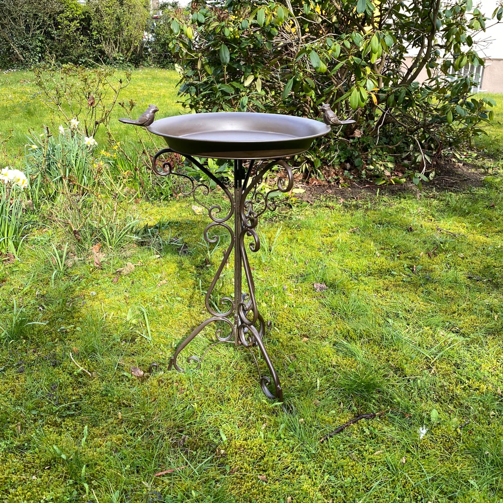 Vogeltränke Vogelbad Garten Vogelbecken Vogel Tränke aus Metall 75cm braun