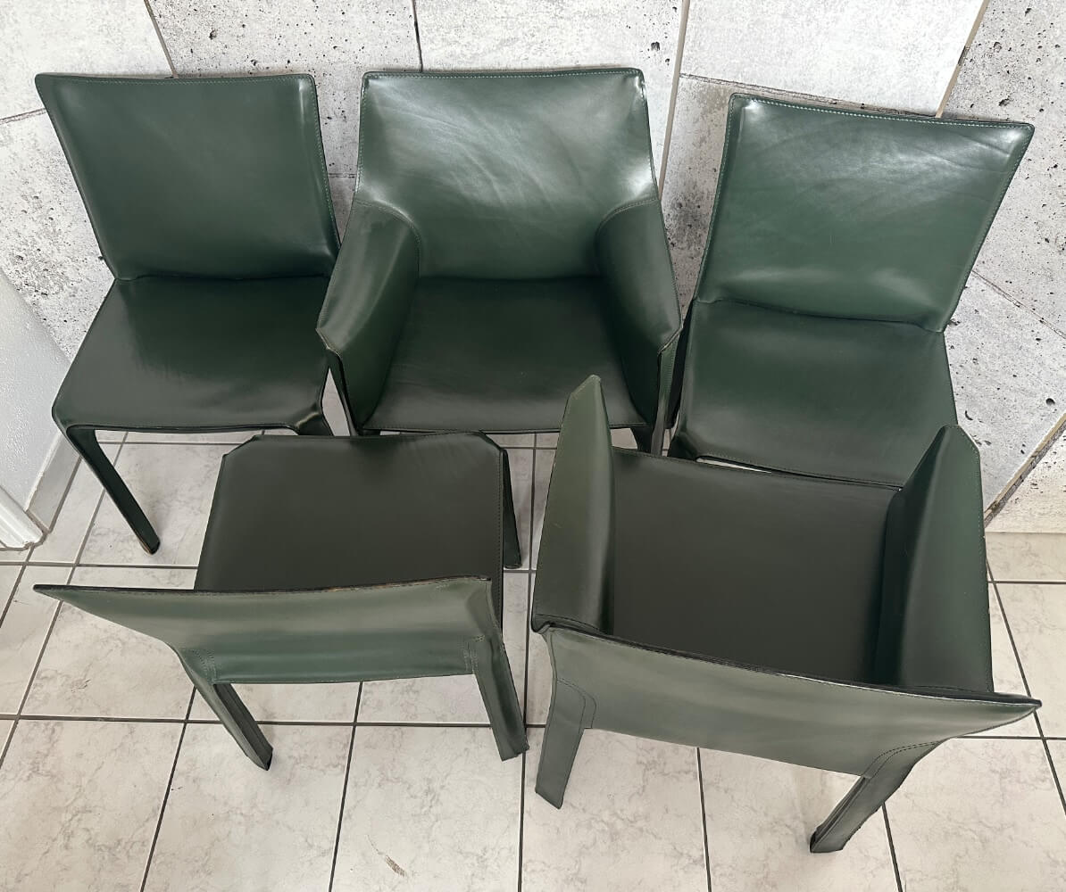 stuhl, stapelstuhl, leder, grün, set
