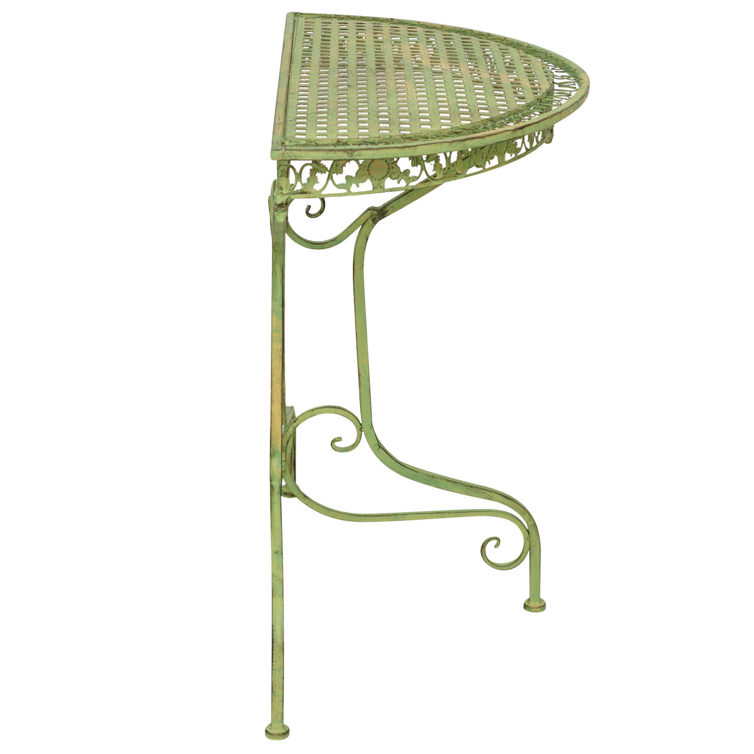Balkontisch Gartentisch Eisen Tisch Garten grün Antik-Stil halbrund Konsole