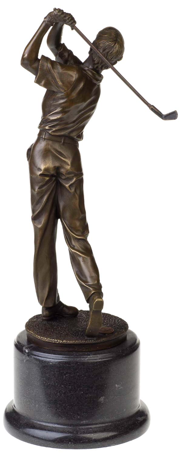 Bronzeskulptur Antik-Stil Golf Golfer Mann Abschlag Bronze Figur Statue - 38cm