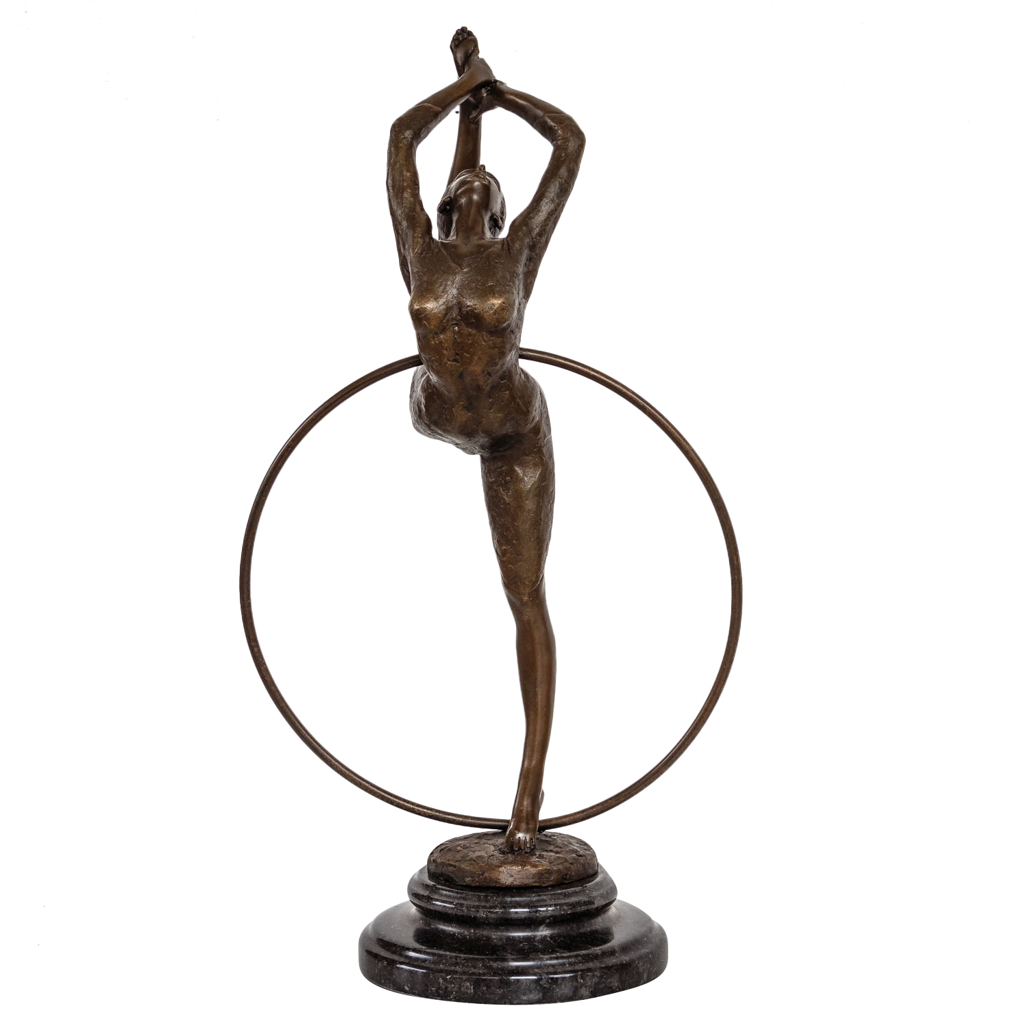 Bronzeskulptur Frau Tänzerin Ring Sport im Antik-Stil Bronze Figur Statue 40cm
