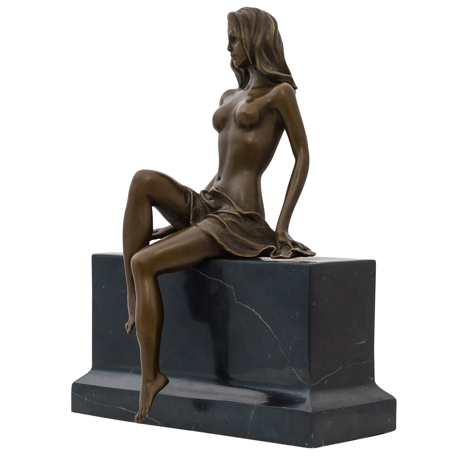 Bronzeskulptur Frau Erotik Kunst im Antik-Stil Bronze Figur Statue 27cm