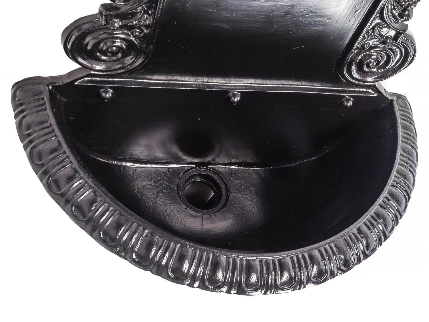 Brunnen Wandbrunnen Aluminium Waschbecken im Nostalgie schwarz Antik-Stil 72cm