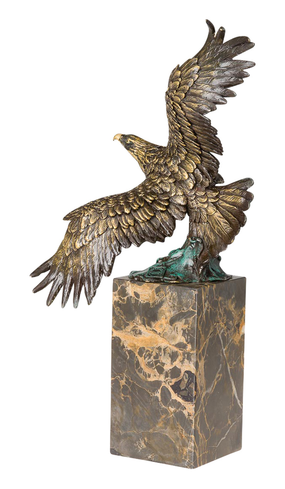 Bronzeskulptur Skulptur Adler im Flug Königsadler Bronze 33cm im Antik-Stil