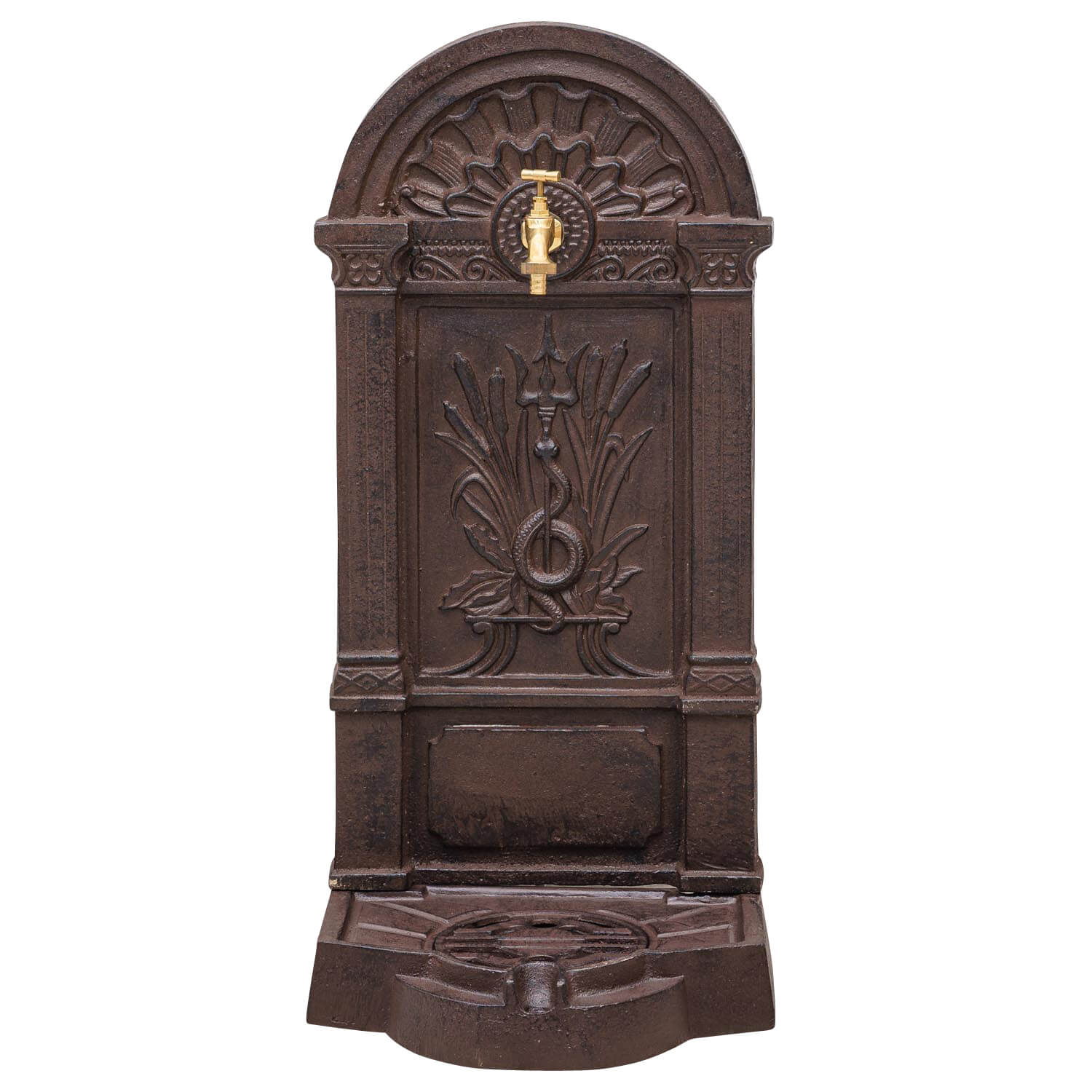 Standbrunnen Waschbecken Brunnen Eisen Wandbrunnen antik Style 83cm braun