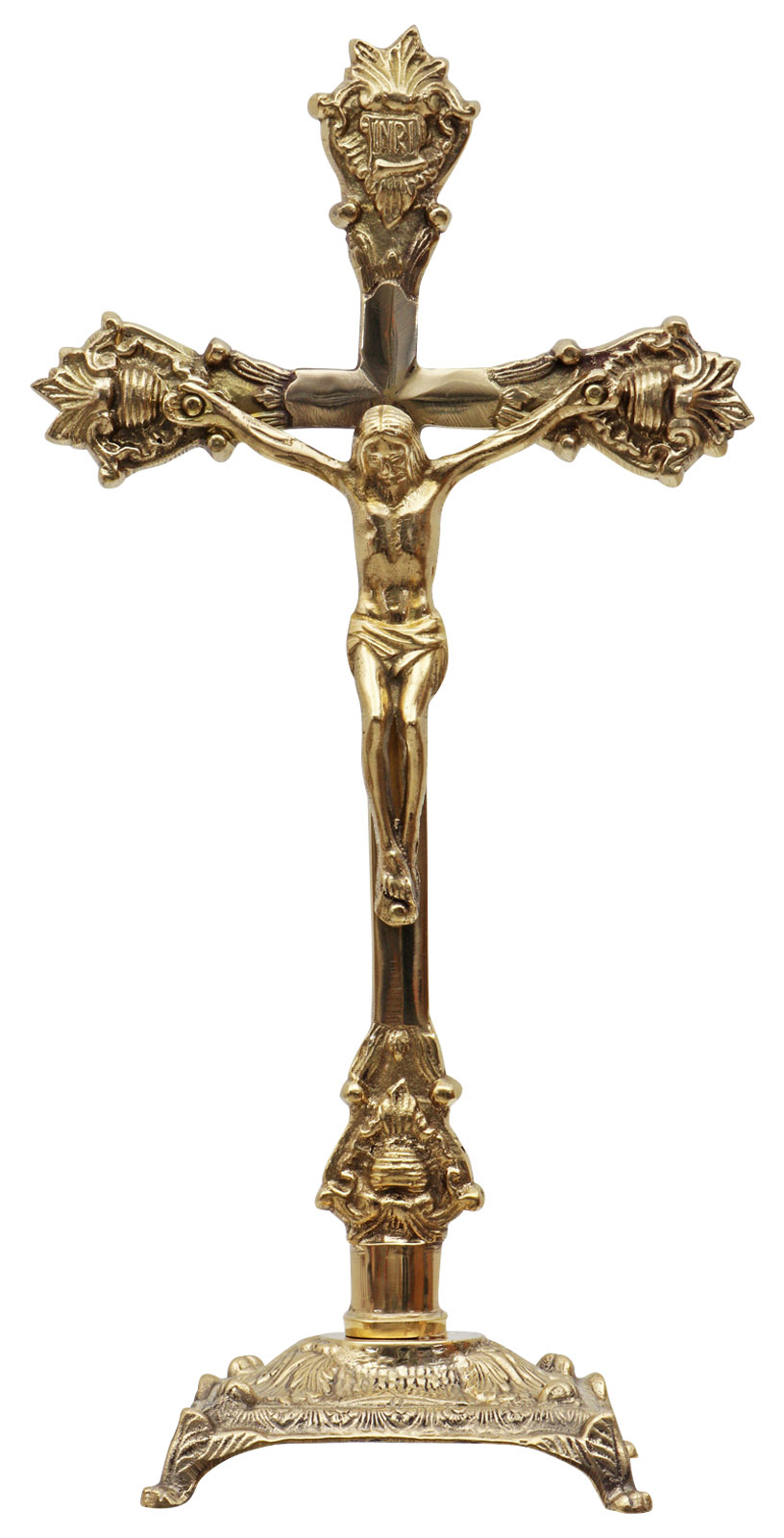 Kruzifix Altarkreuz Kreuz Kirche Standkreuz Messing Antik-Stil 39cm