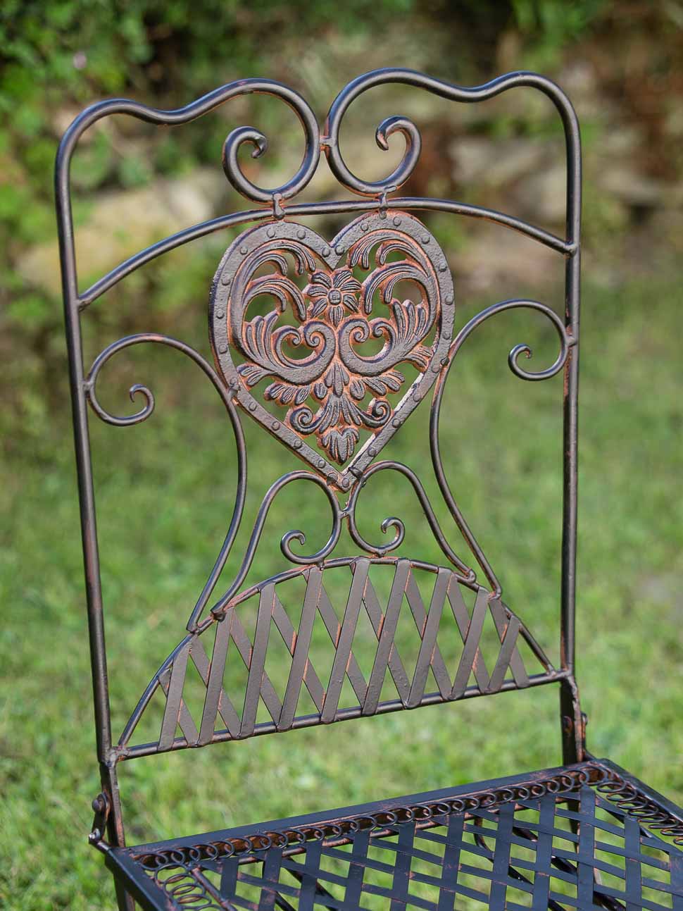 2x Gartenstuhl Paar Stuhl Bistrostuhl Eisen Antik-Stil Gartenmöbel braun