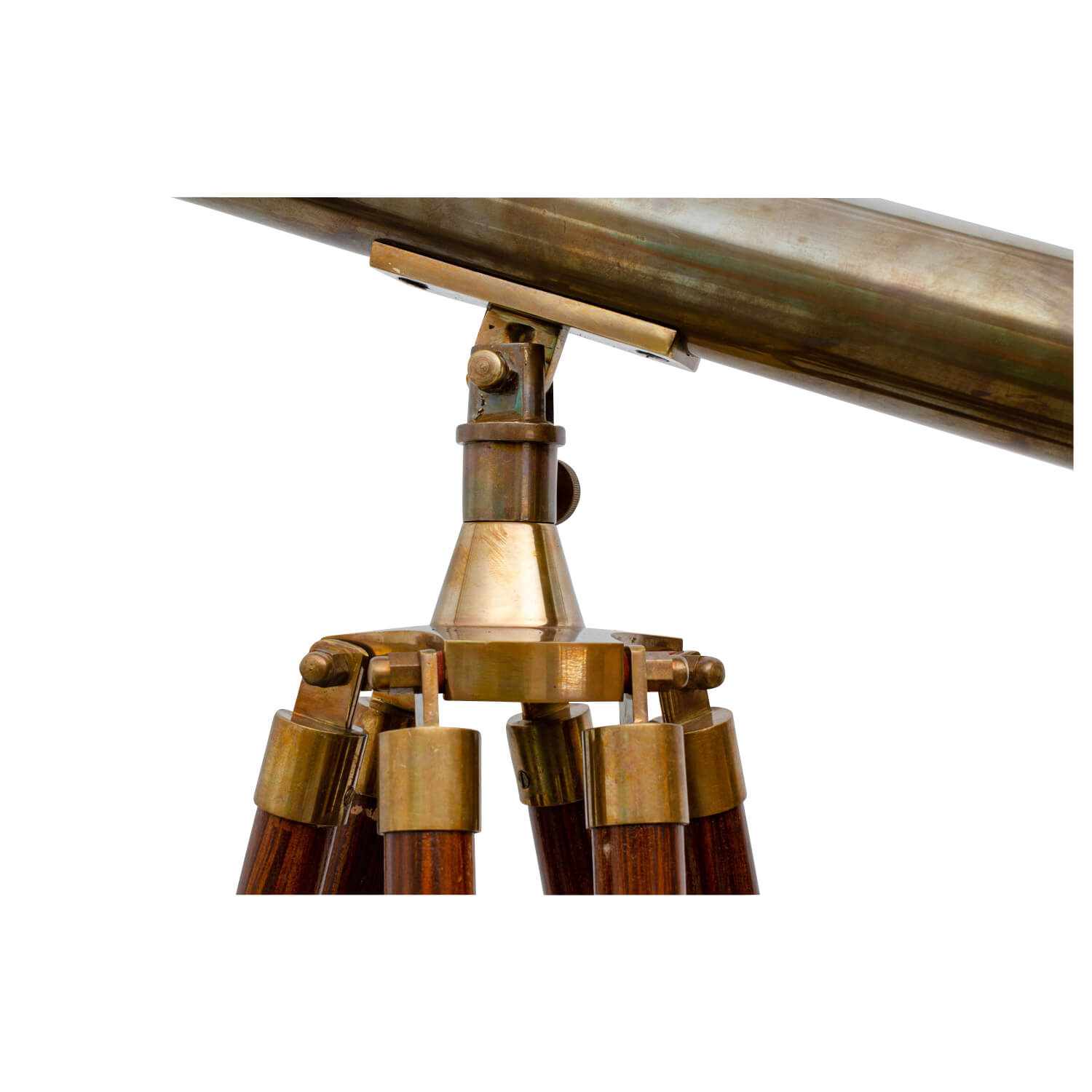 Teleskop Fernrohr Fernglas Messing brüniert mit Holz-Stativ 100cm Antik-Stil