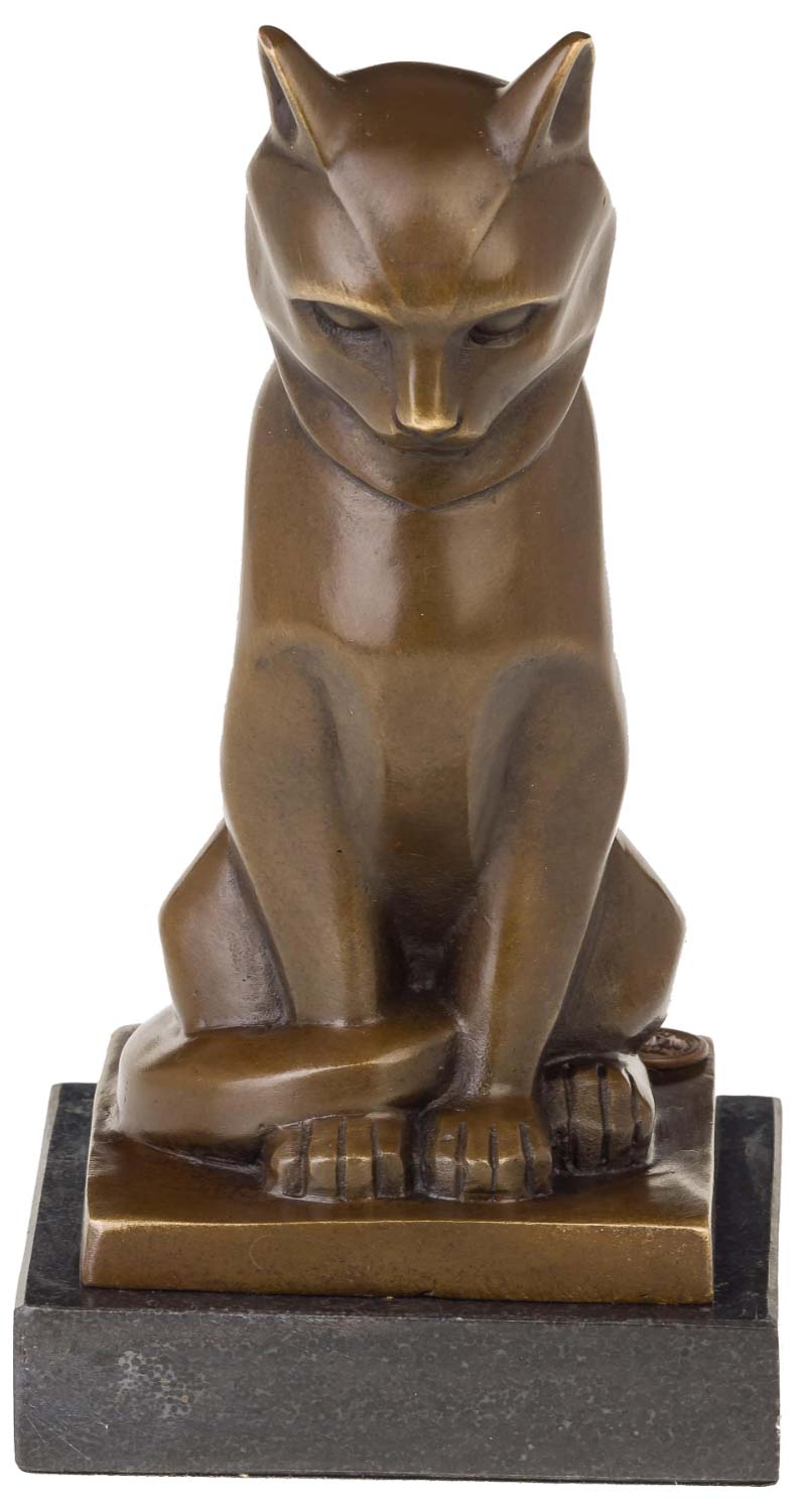 Bronzeskulptur Katze Bronze Figur Statue Bronzefigur Skulptur im Antik-Stil 18cm