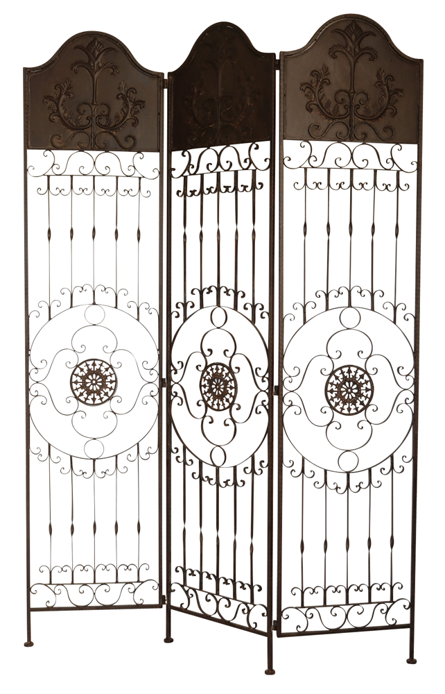 Paravent Pergola Spalier Rankhilfe Zaun 19kg Metall antik Stil Raumteiler braun