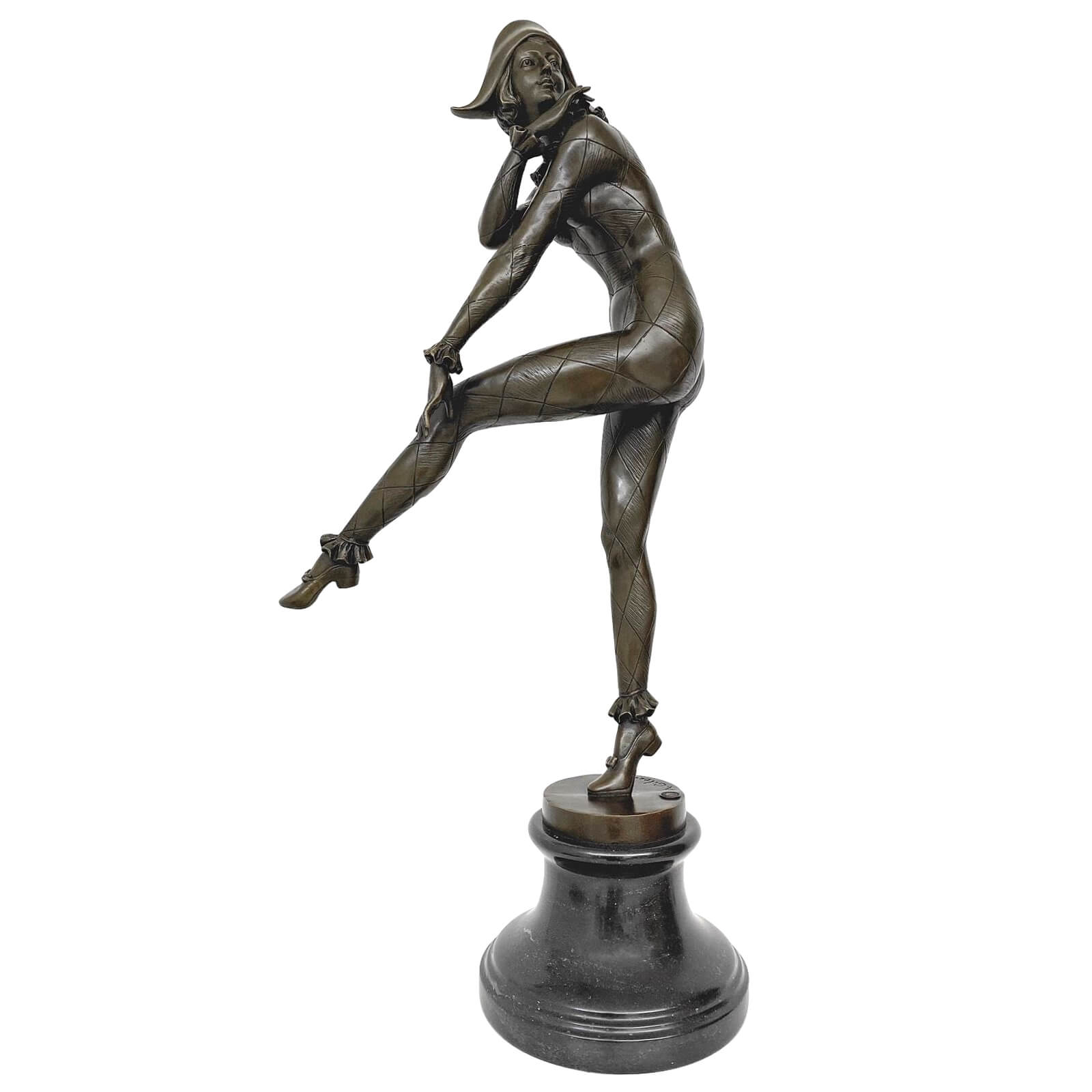 Bronzeskulptur Harlekin Frau nach Alfred Gilbert Bronze Figur 72cm Replik Kopie