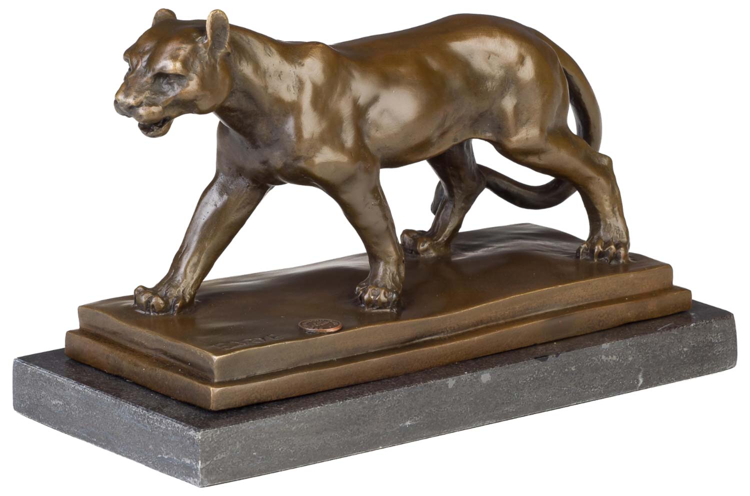 Bronzeskulptur Raubkatze im Antik-Stil Bronze Figur Statue - 24cm