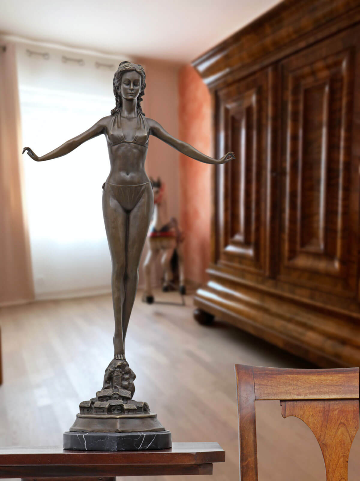 Bronzeskulptur erotische Kunst Erotik Bikini im Antik-Stil Bronze Figur Statue