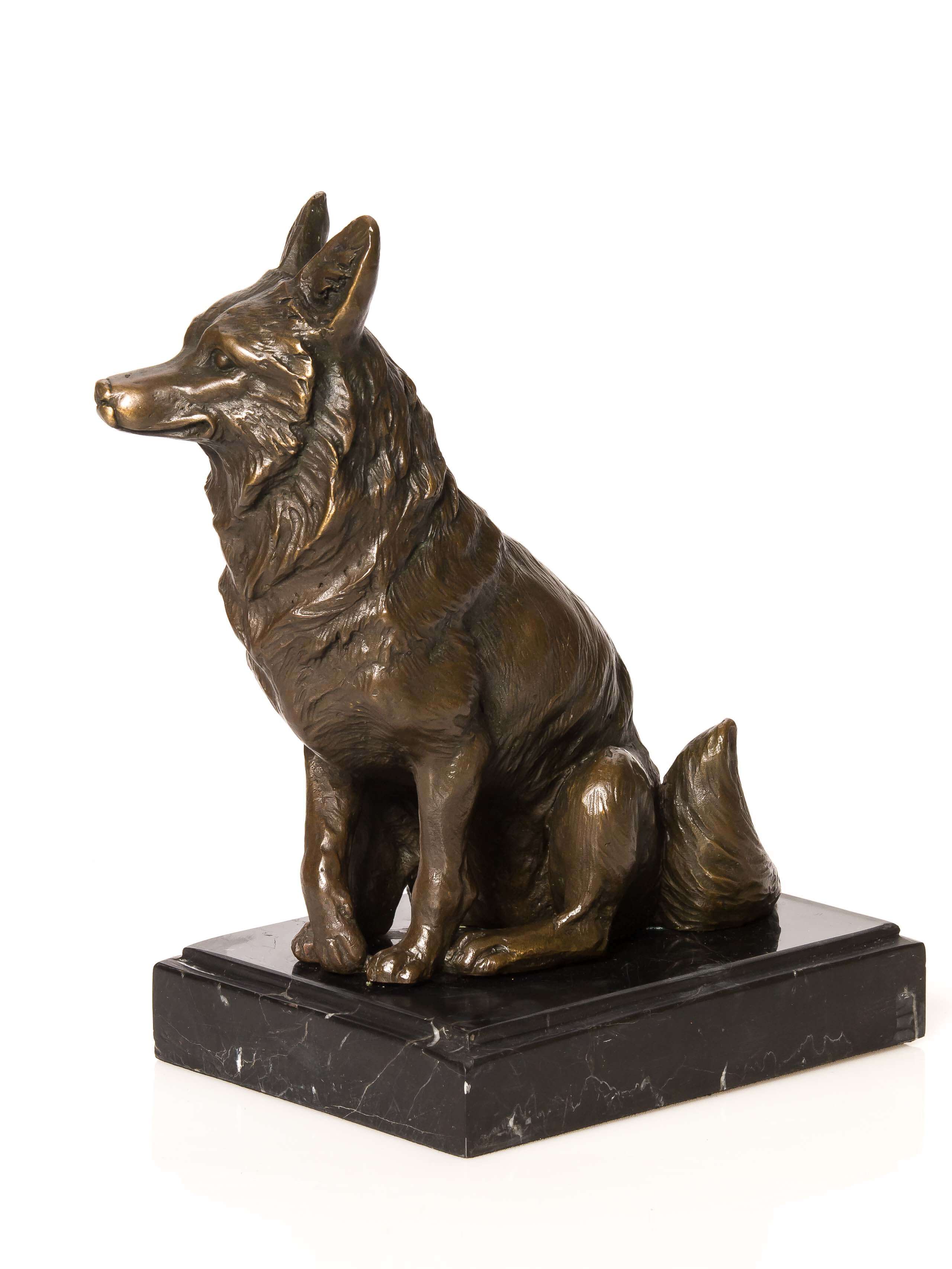 Bronzeskulptur Fuchs Bronze Stein Skulptur Figur Jagd Jäger