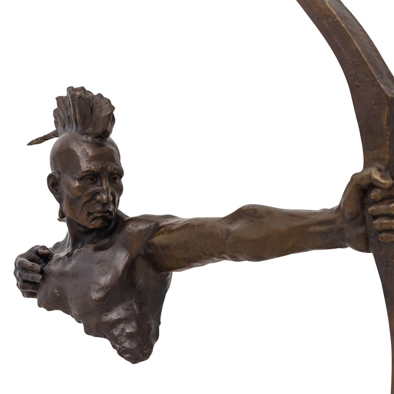 Bronzeskulptur Indianer mit Bogen Dekoration Moderne Skulptur Antik-Stil 86cm