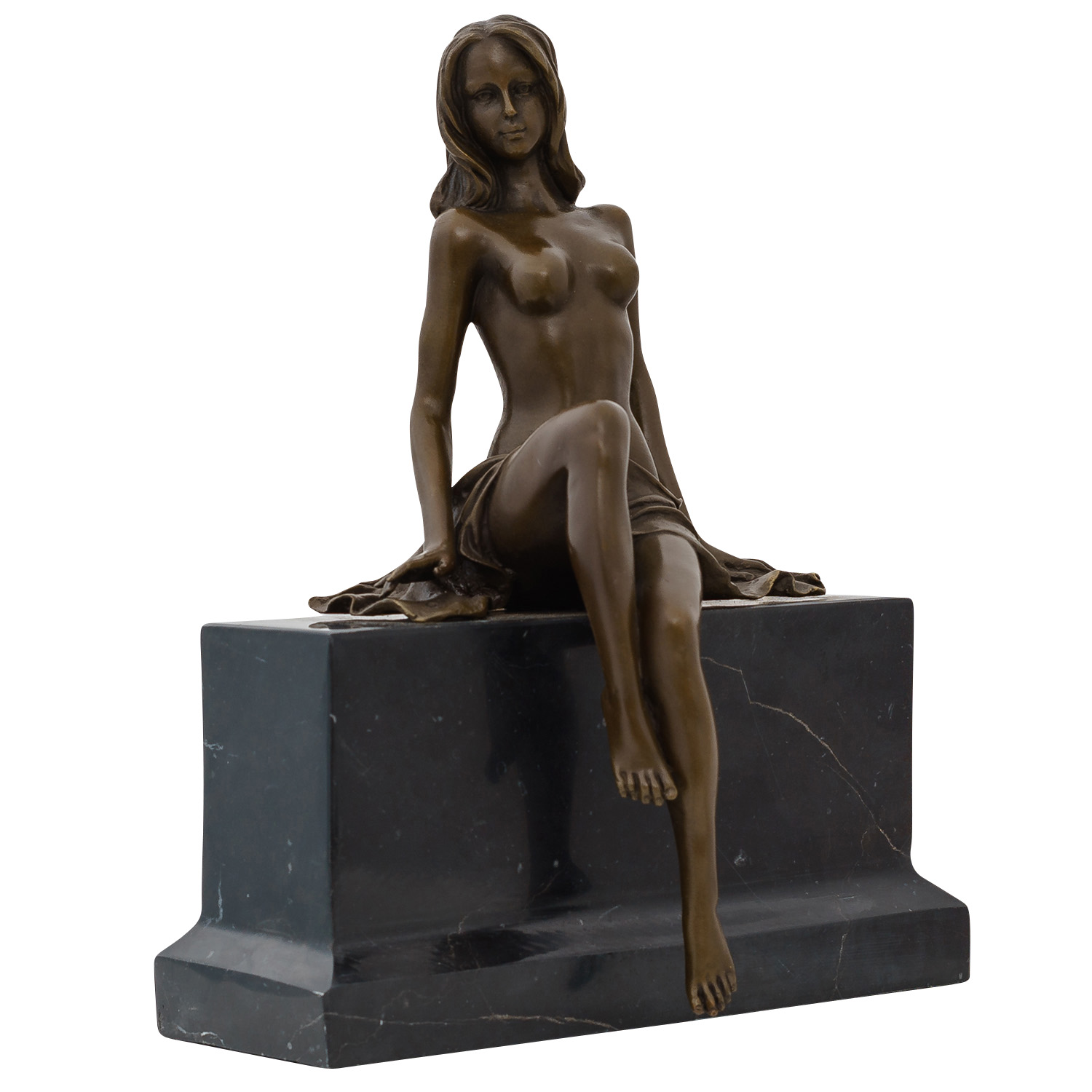 Bronzeskulptur Frau Erotik Kunst im Antik-Stil Bronze Figur Statue 27cm