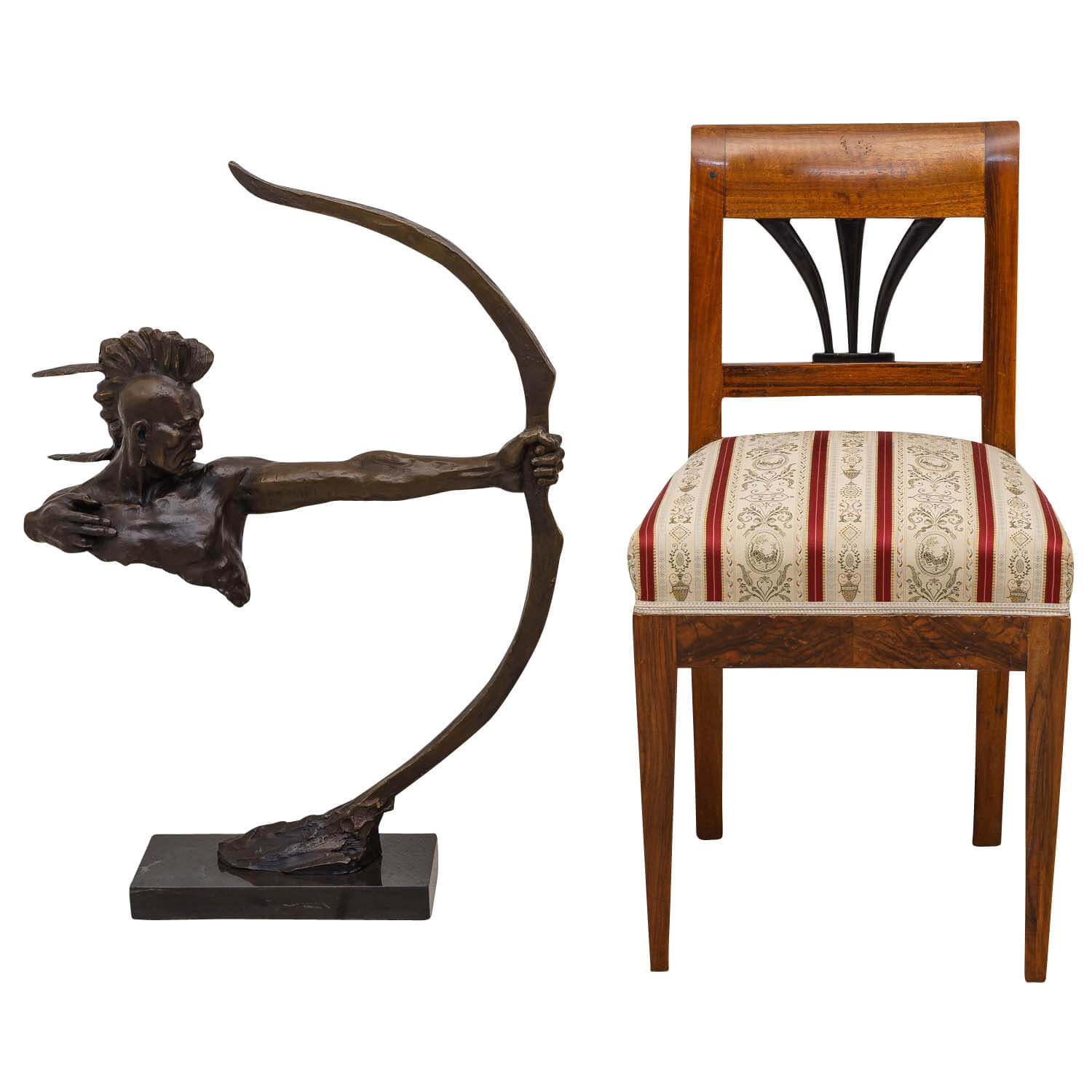 Bronzeskulptur Indianer mit Bogen Dekoration Moderne Skulptur Antik-Stil 86cm