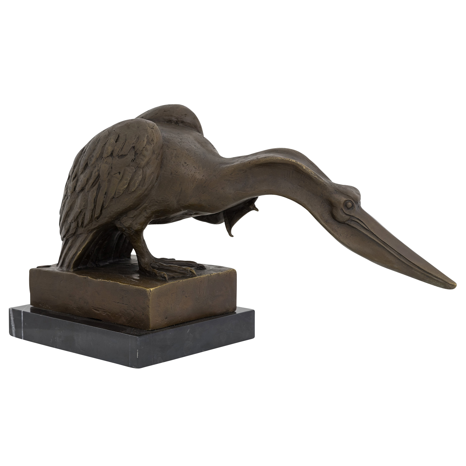 Bronzeskulptur Pelikan Stein Wasservogel Bronze Figur Statue Antik-Stil 40cm