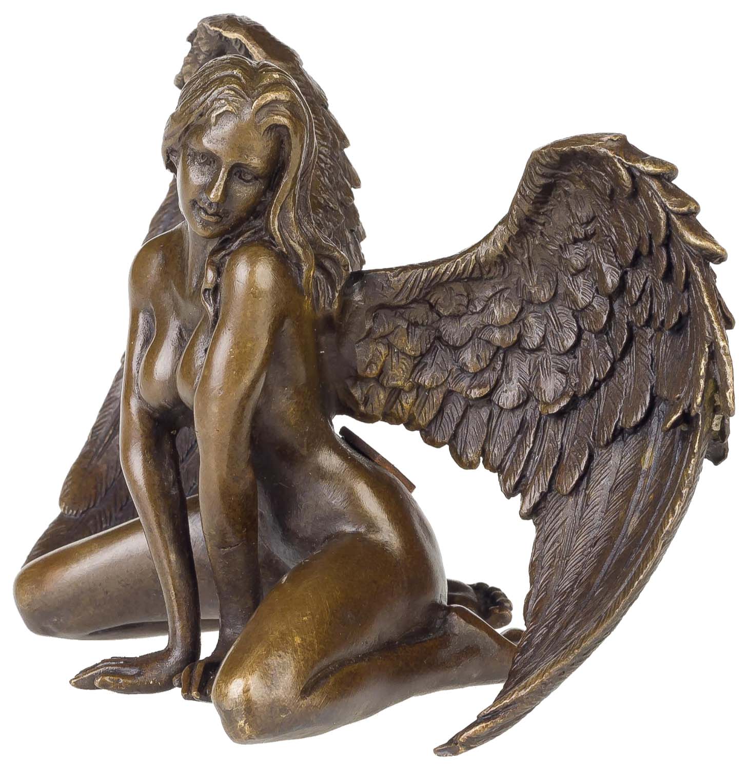 Bronzeskulptur Bronze Figur Bronzefigur Engel Akt Frau Skulptur Antik-Stil