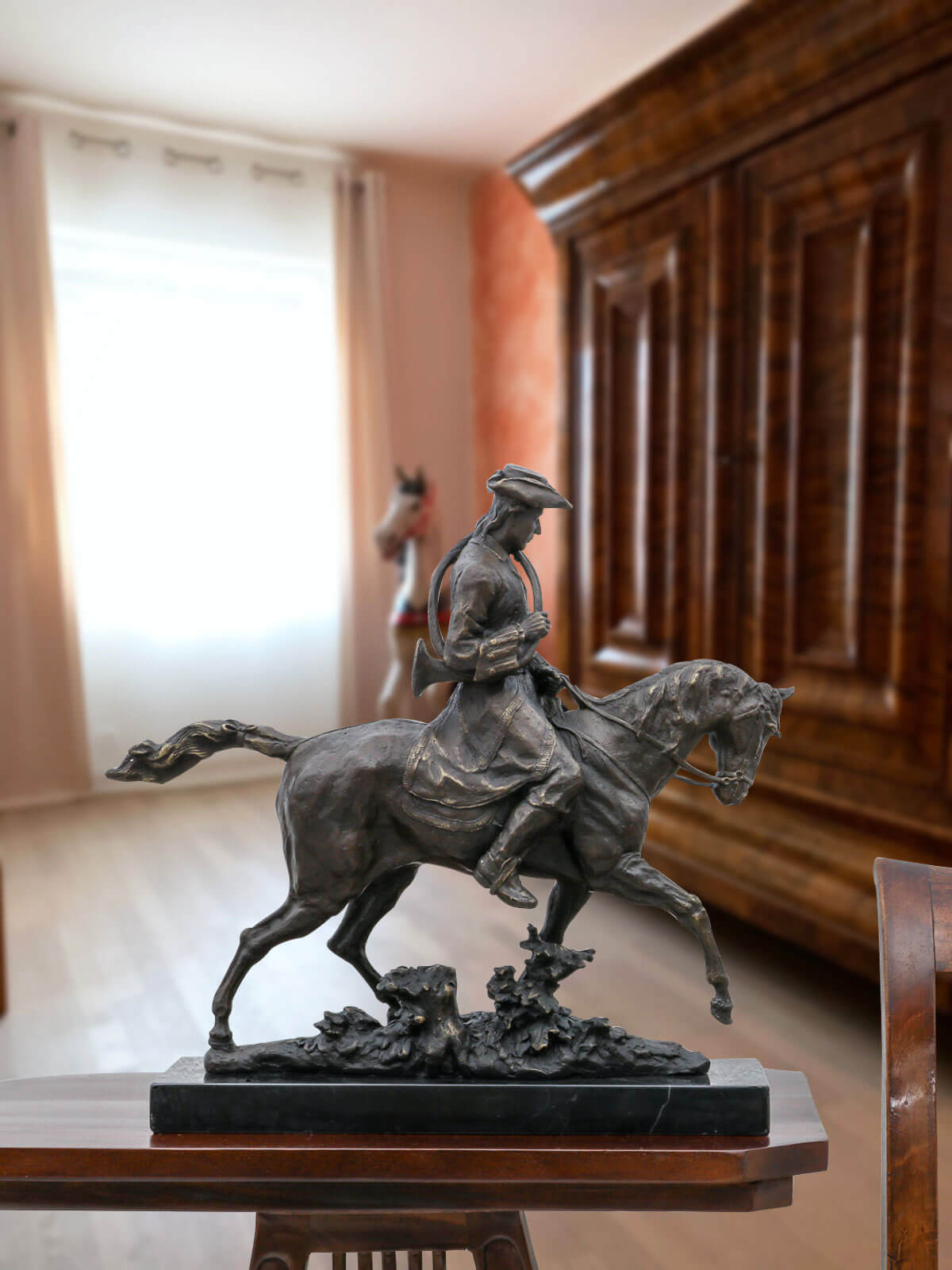 Bronzeskulptur Louis XV Pferd im Antik-Stil Bronze Figur Statue 41cm
