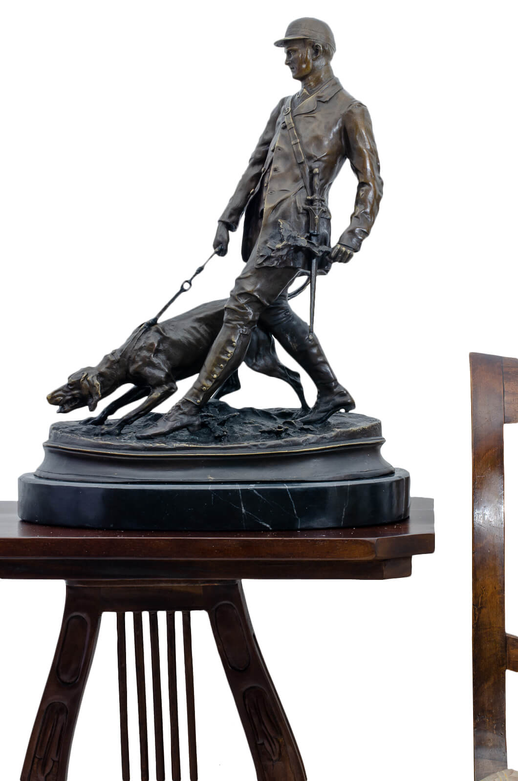 Bronzeskulptur Jäger Hund Antik-Stil Bronze Figur Statue Pierre Jules Mene 47cm