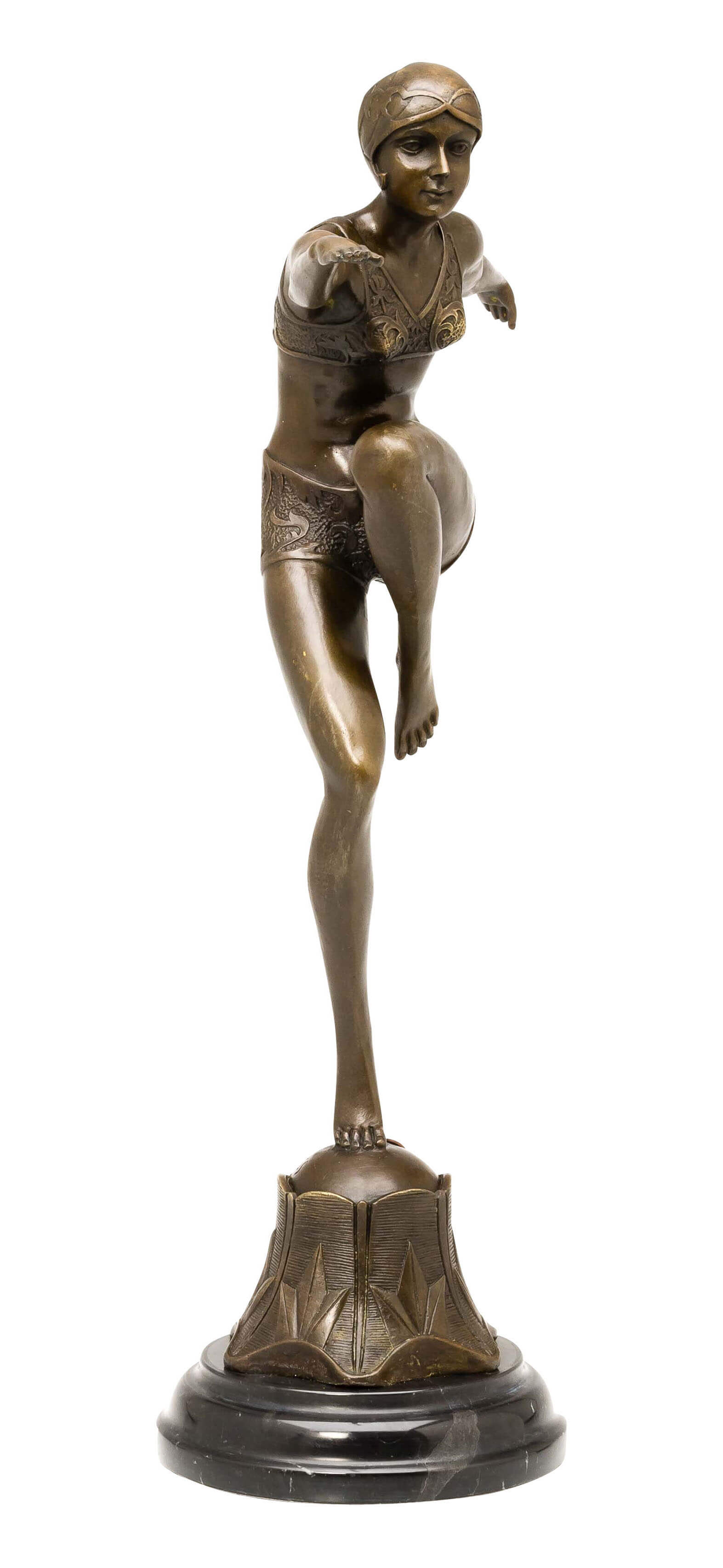 Bronzefigur Tänzerin Con Brio nach Ferdinant Preiss Bronze Art Deko antik Stil