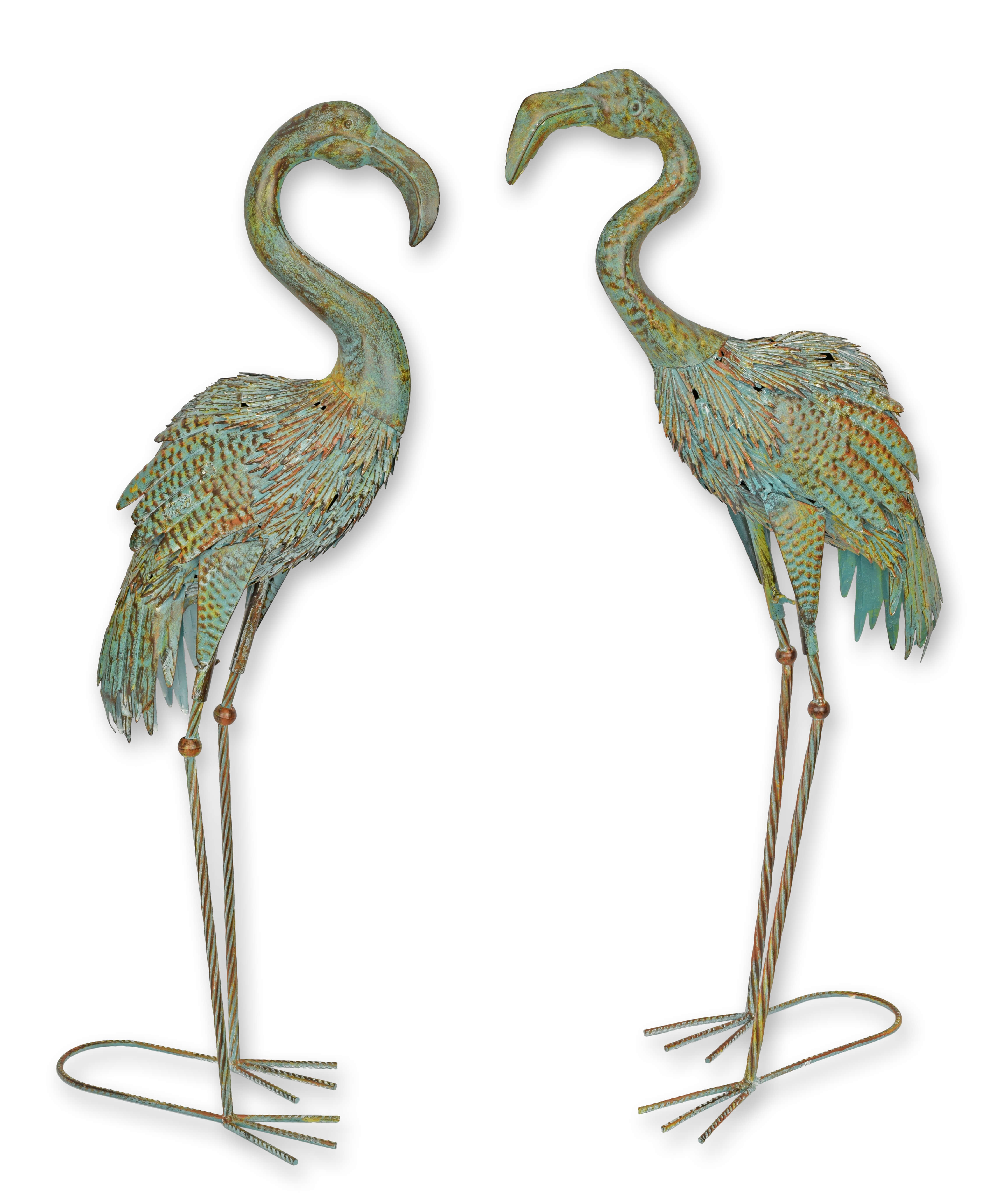 Paar Skulpturen Flamingo für Haus und Garten Retro Design Dekoration