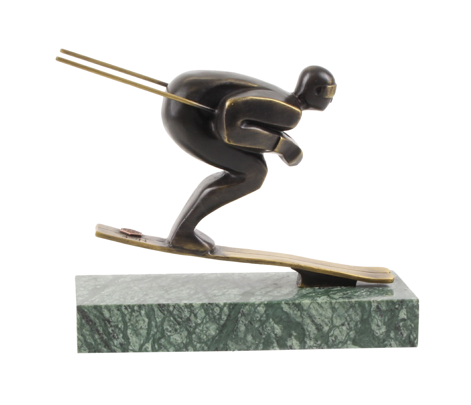 Bronzeskulptur Skifahrer Wintersport Ski Antik-Stil Bronze Figur Statue 22cm