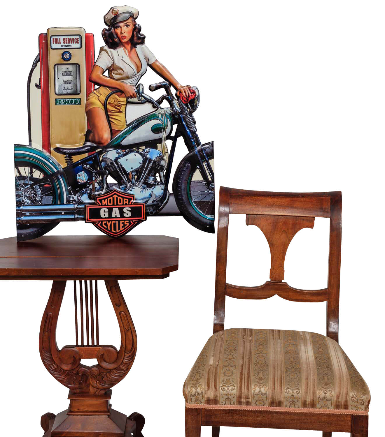 Blechschild Motorrad Tankstelle Pin-up Schild 70cm Wandschild Antik-Stil