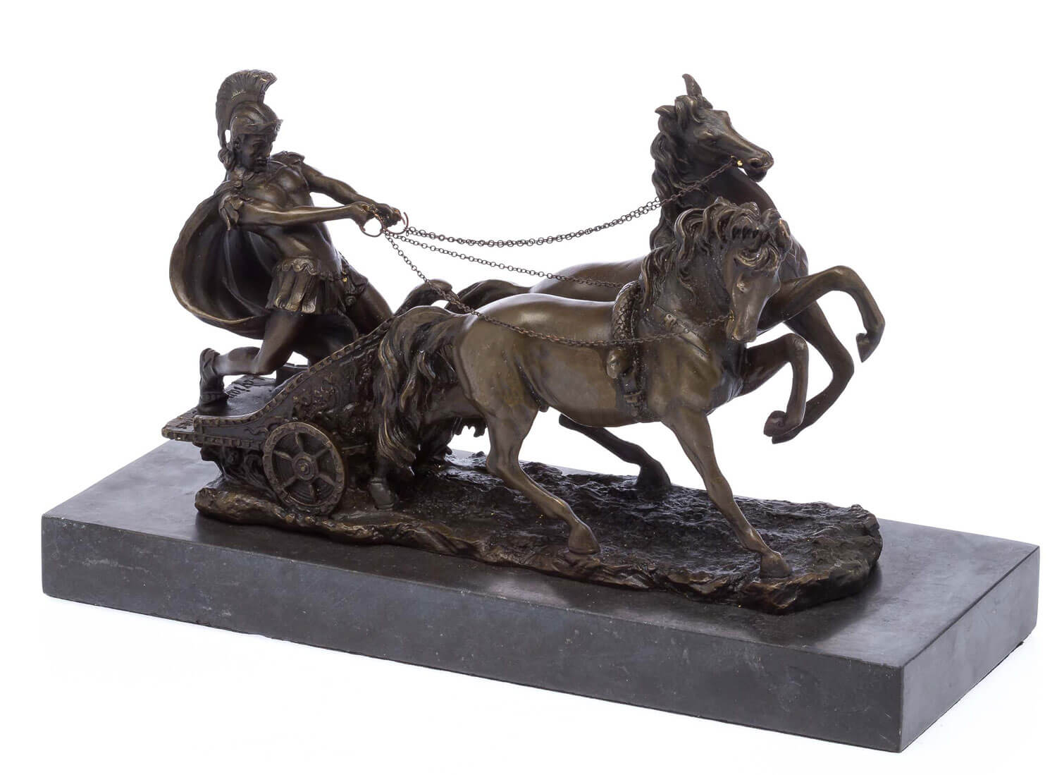 Bronzeskulptur Römer im Streitwagen Reiter Bronze Figur Skulptur 31cm sculpture