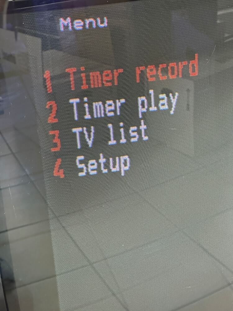 Menu, Timer record, Timer play, TV list, Setup