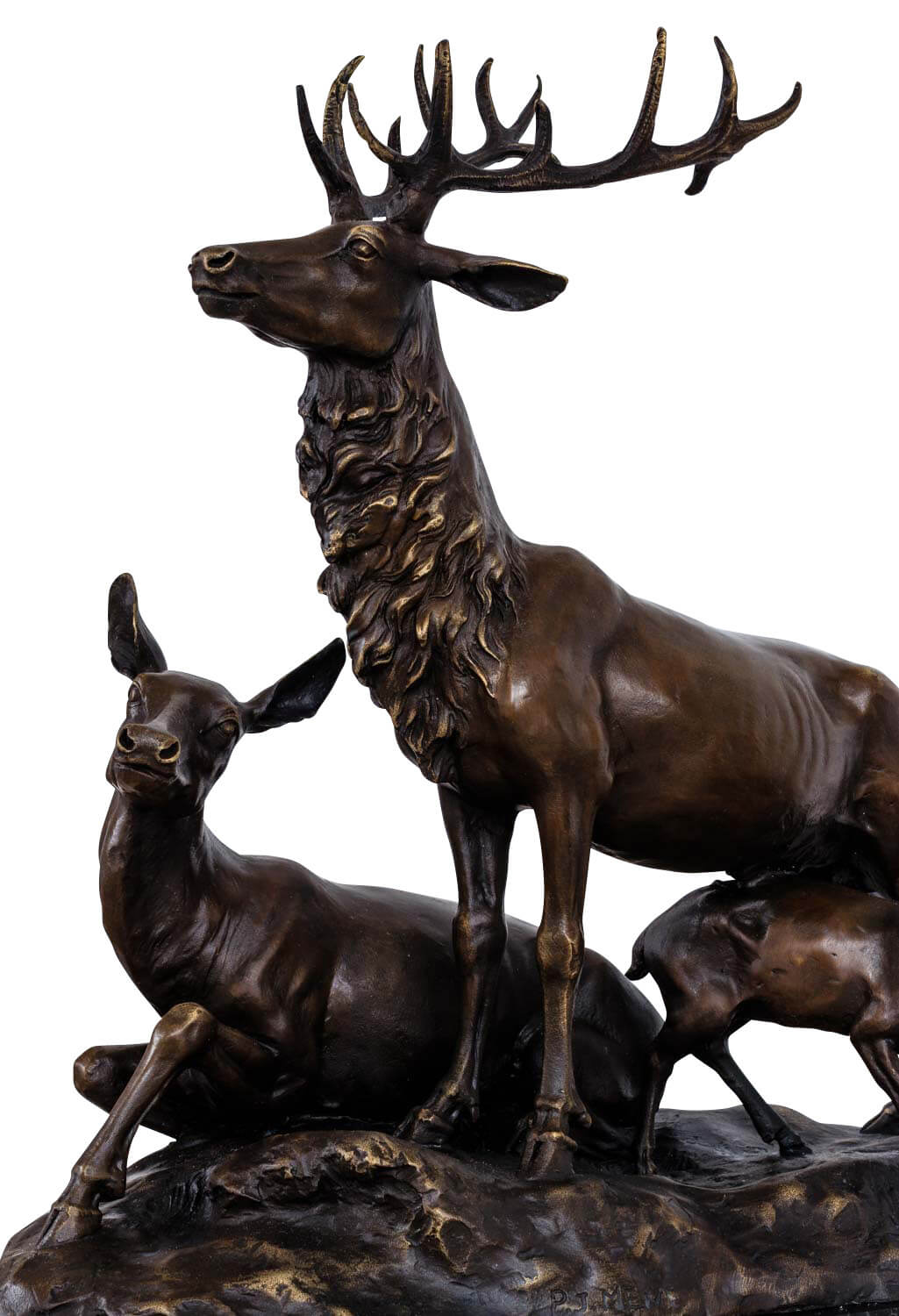 Bronzeskulptur Hirsch Familie im Antik-Stil Bronze Figur Statue 42cm