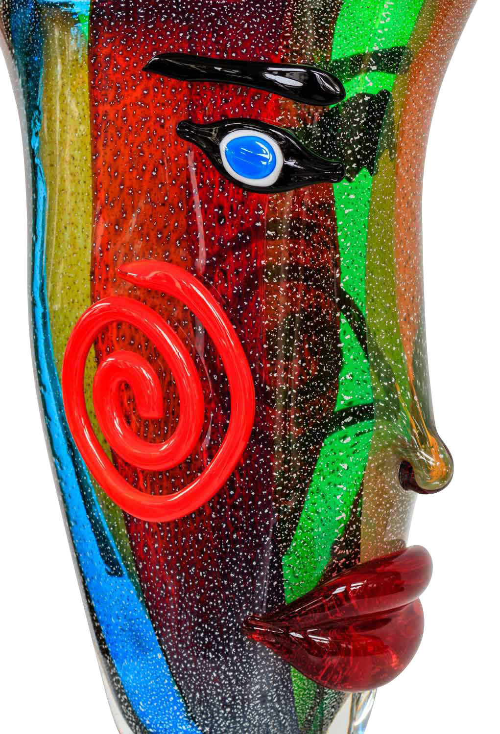 Glasvase Vase Gesicht Glas im Murano Antik Stil 38cm