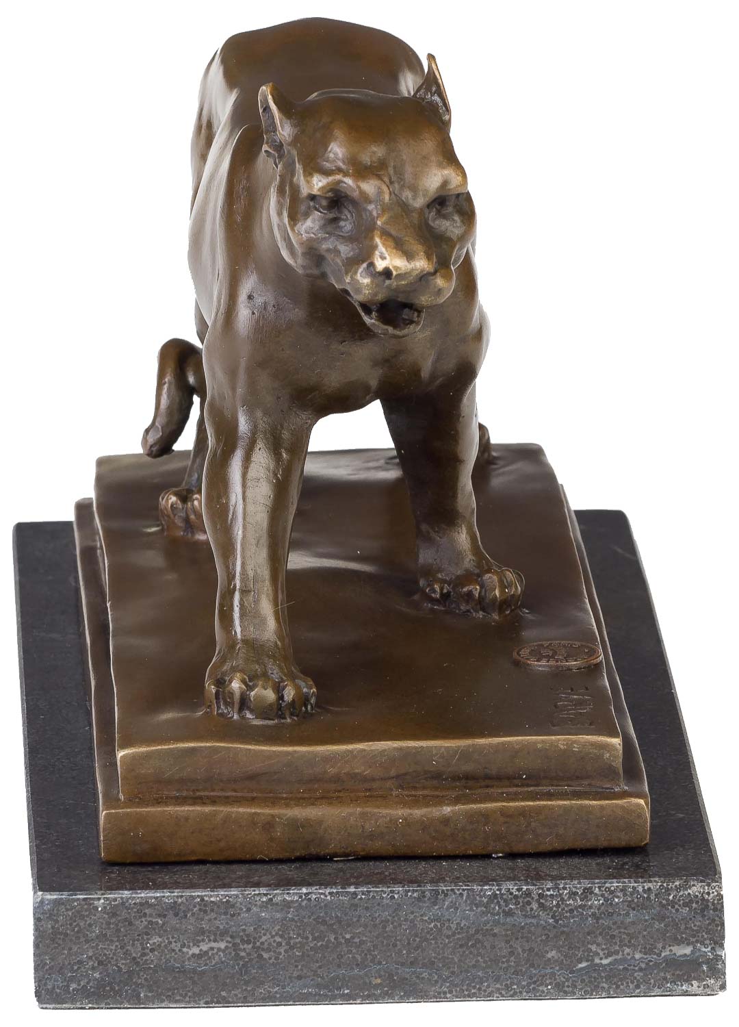 Bronzeskulptur Raubkatze im Antik-Stil Bronze Figur Statue - 24cm