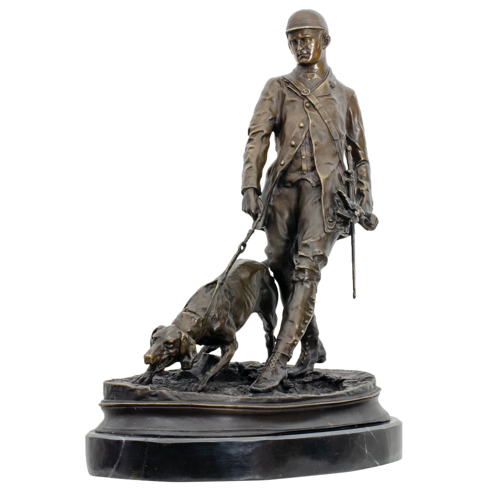 Bronzeskulptur Jäger Hund Antik-Stil Bronze Figur Statue Pierre Jules Mene 47cm