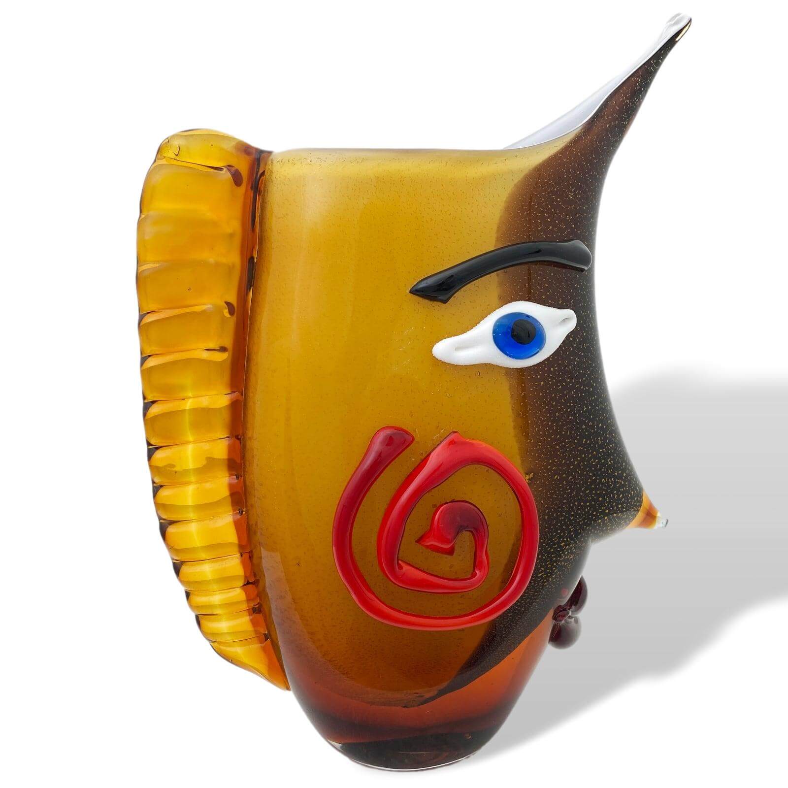 Glasvase Vase Abstrakt Blumenvase Gesicht Glas Murano-Stil Antik-Stil 33cm