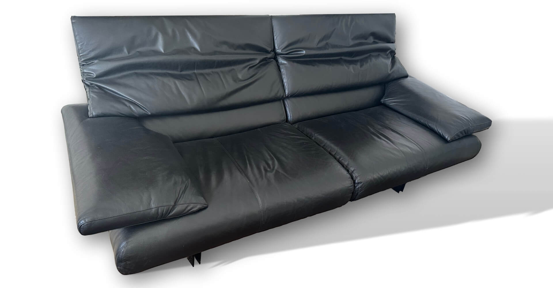 Sofa, Ledersofa, Grau, 3-Sitzer, Sitzkissen
